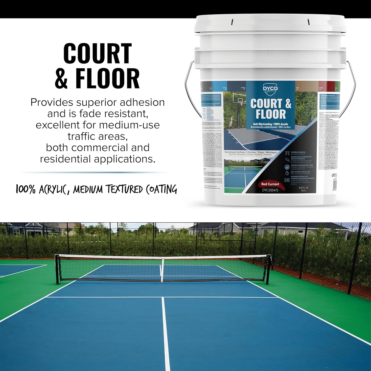 DYCO Court & Floor Anti-Slip Coating - Slip-Resistant Pavement, Cement & Concrete Paint for
