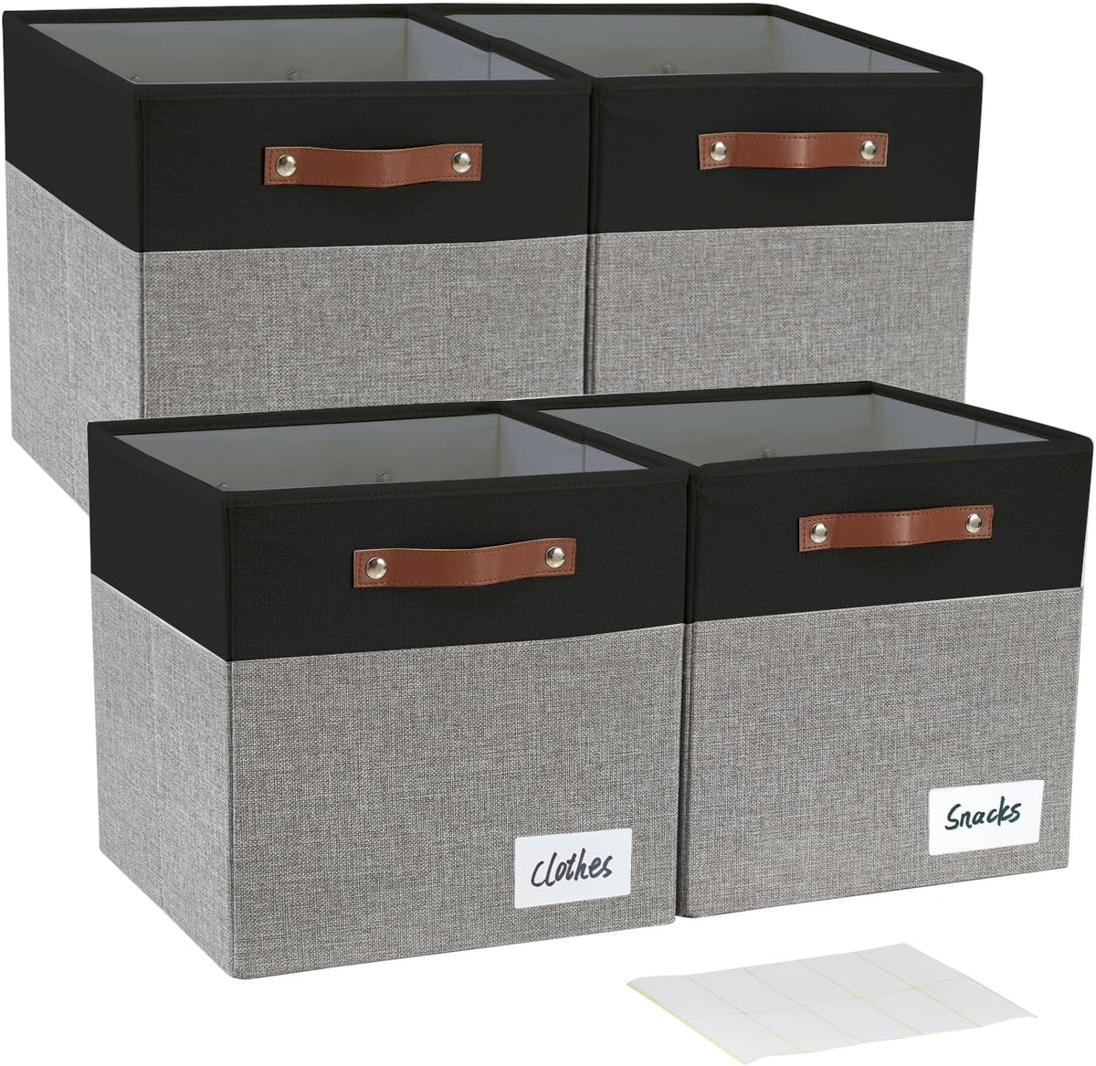 Collapsible Fabric Storage Cube Bins with 2 Reinforced PU Handles, Foldable Storage Organizer