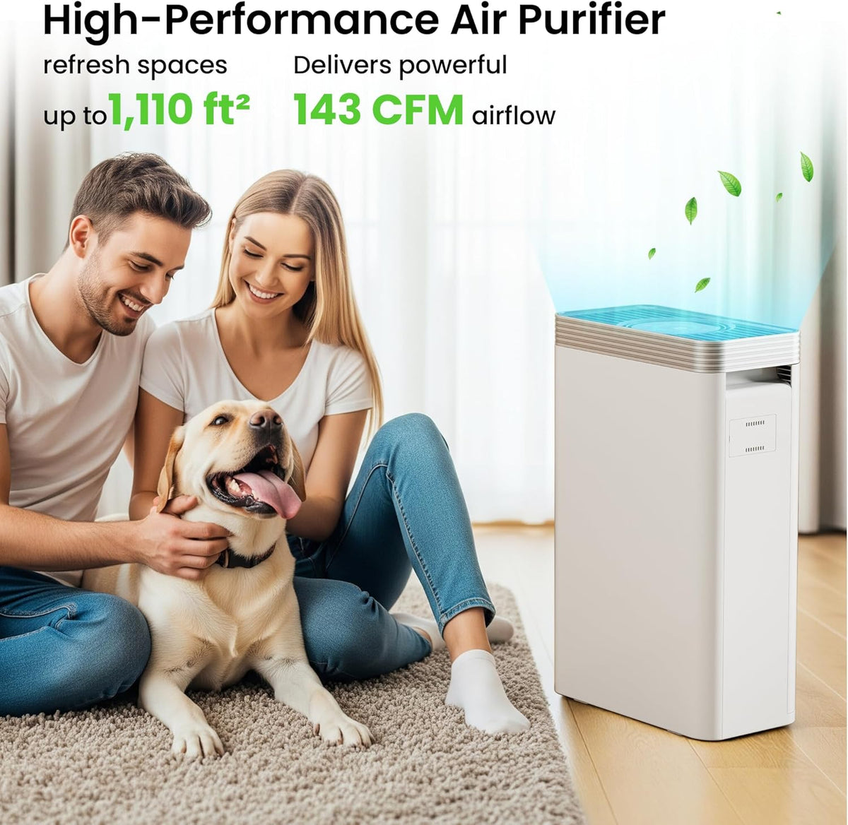 VUSIGN Air Purifier for Home Dorm Room up to 1110 ft², CADR 143 CFM, H13 HEPA Filter, Smart App