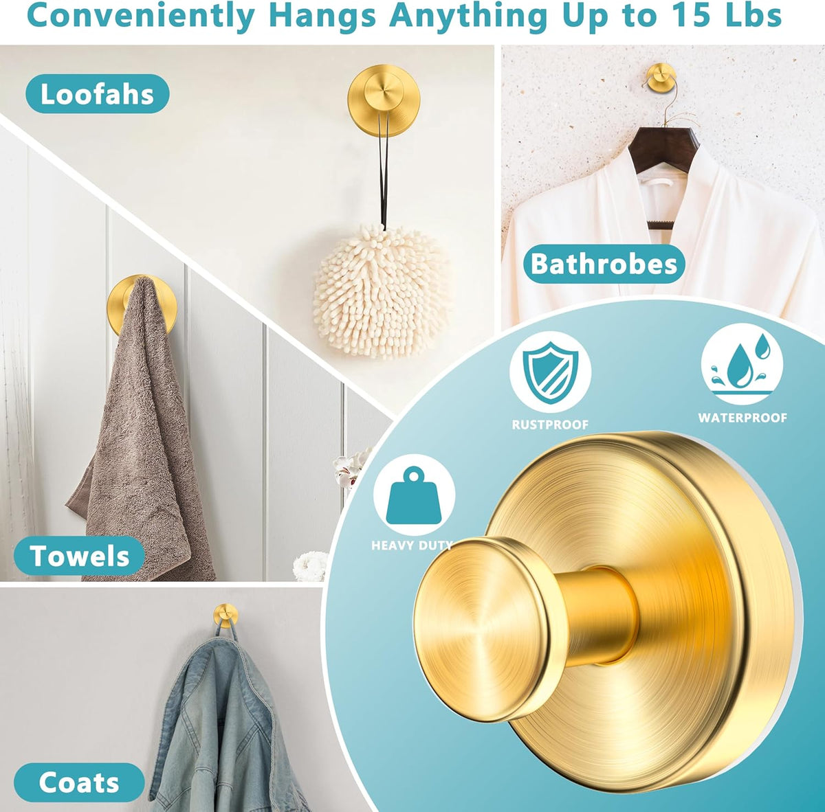 Suction Cup Hooks for Shower,Wreath Hanger for Front Door,Removable No Drill Waterproof Towel
