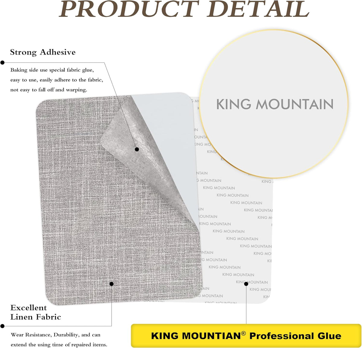 KING MOUNTAIN Fine Linen Fabric Patches, Self-Adhesive, 8x11 inch, 2 PCS, Multi Color, For Linen