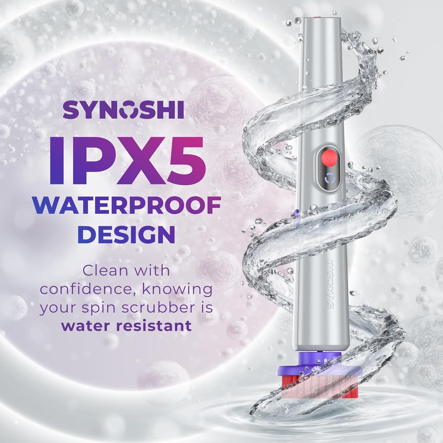 SYNOSHI PRO Electric Spin Scrubber, Cordless Cleaning Brush Bathroom Scrubber. Waterproof Shower