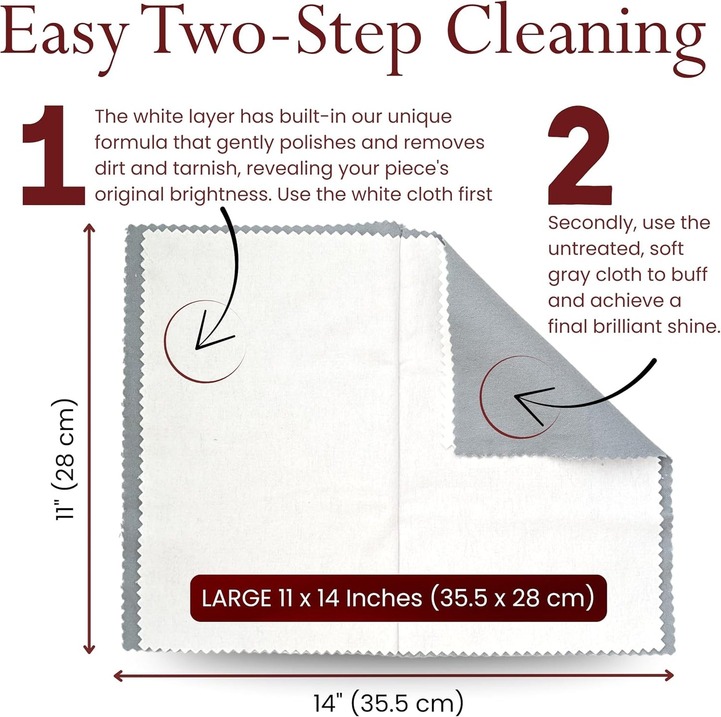 Pro Size Polishing Cloth Set of 2 Large Cleaning Cloths Pure Cotton Made in USA for Gold Silver and