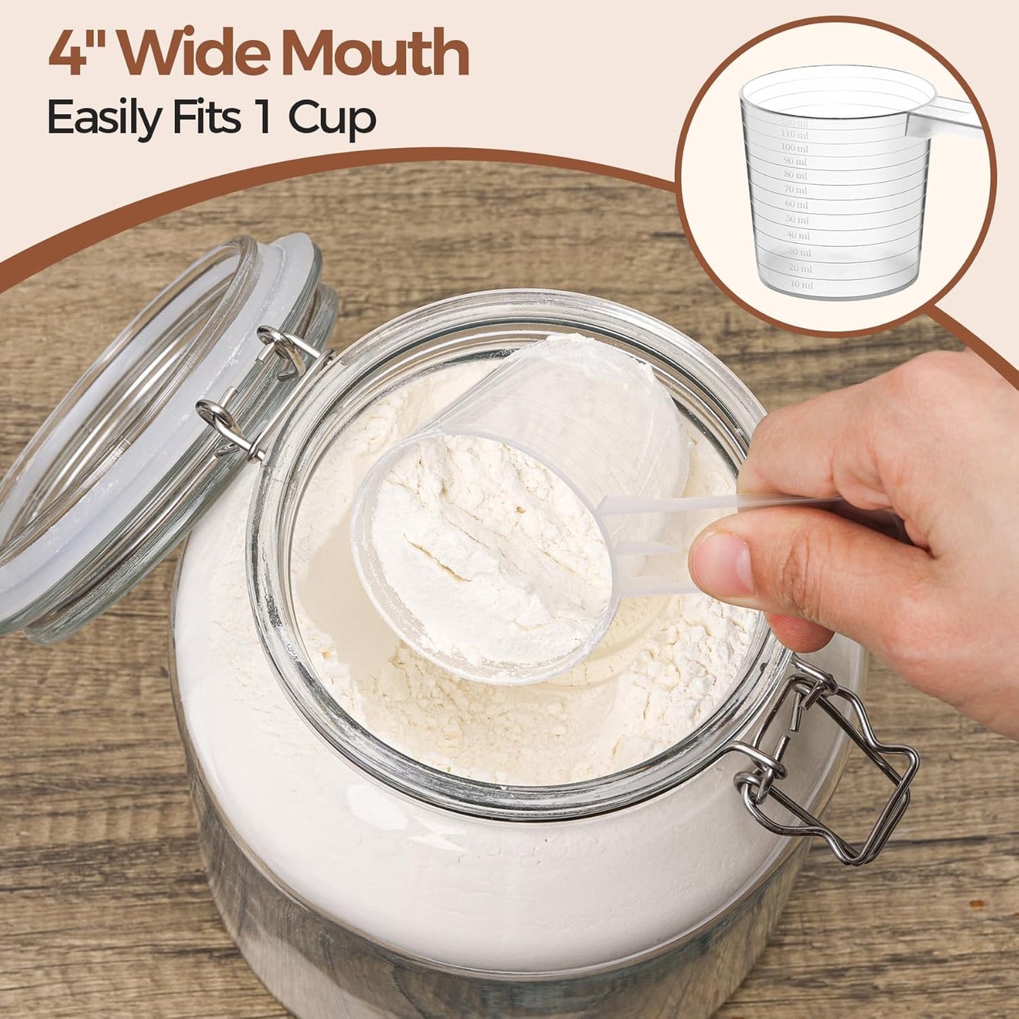 ComSaf Glass Jars with Airtight Lid 86 oz, Wide Mouth Mason Jars, Canning Jars, Large Glass Storage
