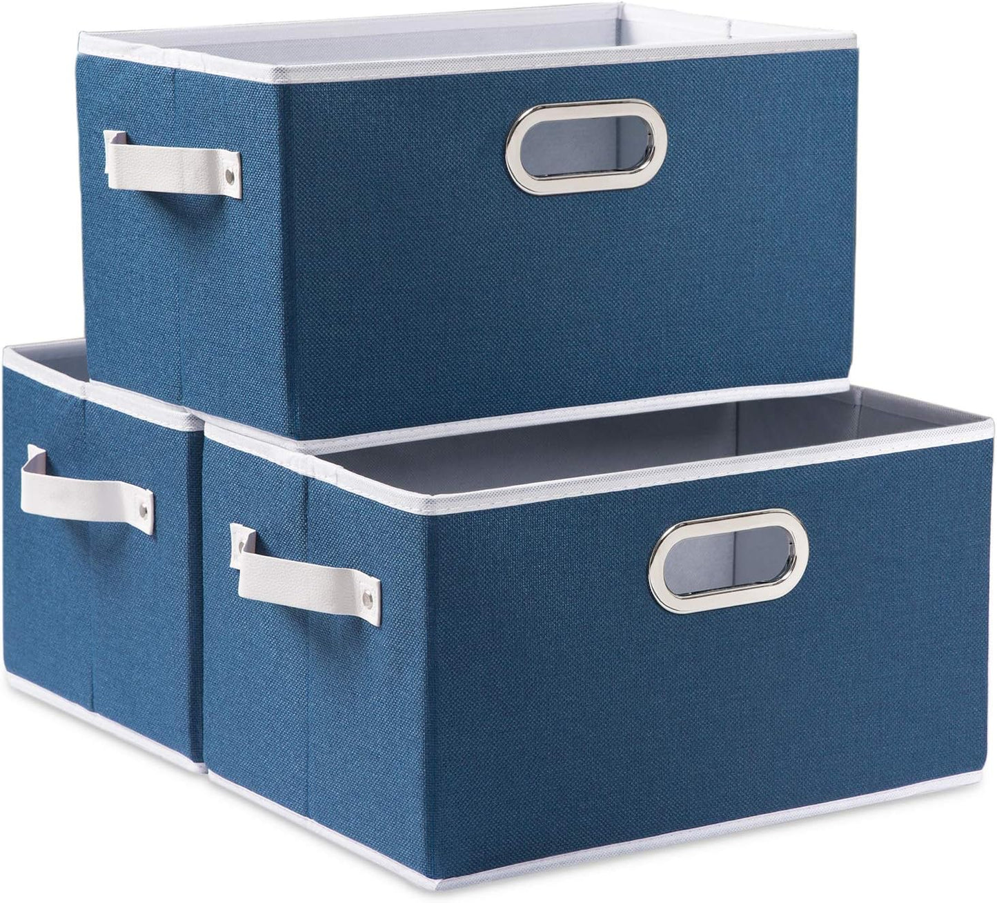 PRANDOM Large Collapsible Storage Baskets for Closet [3-pack] Decorative Fabric Storage Bins Cubes