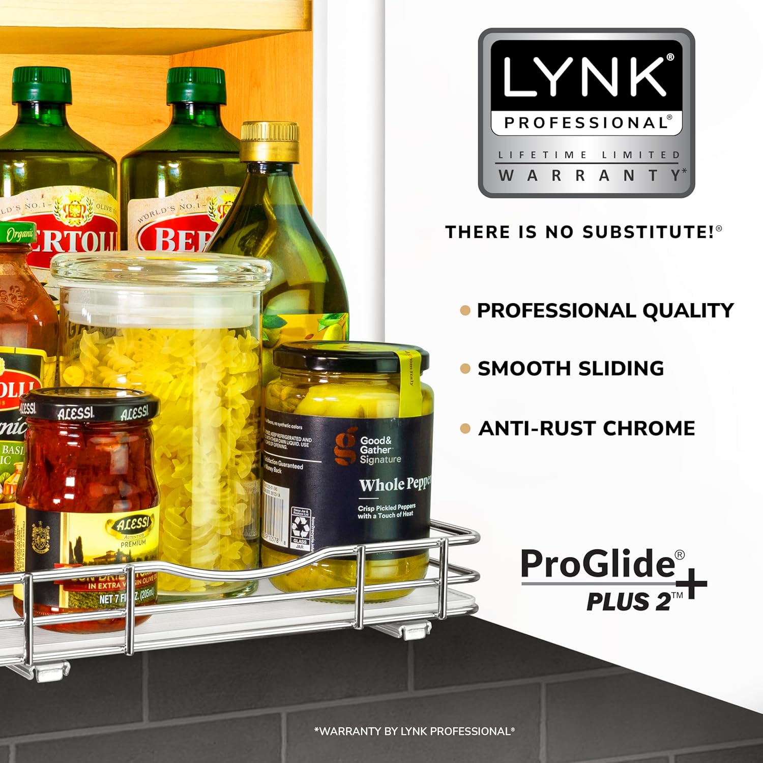 LYNK PROFESSIONAL® Pull Out Spice Rack Organizer for Inside Kitchen Cabinets - 10-1/4 inch Wide