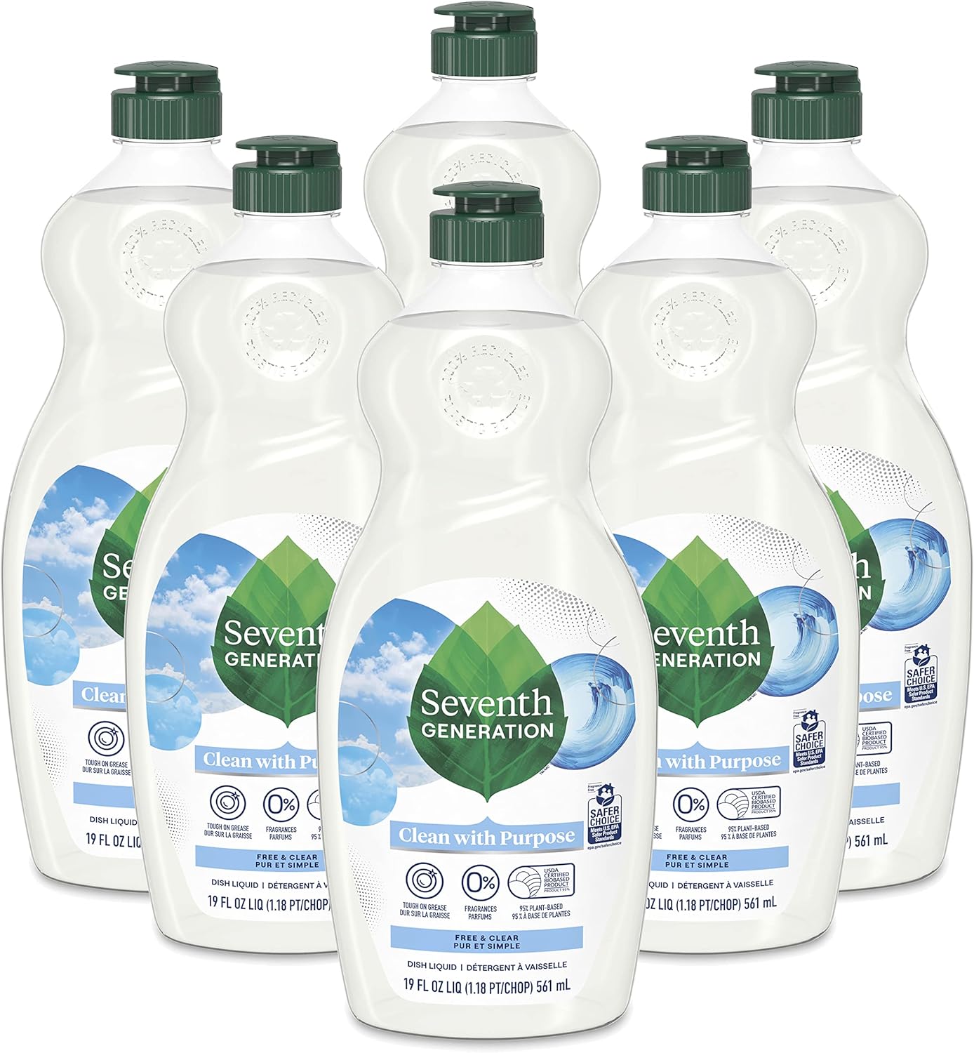 Seventh Generation Dish Liquid Soap Free & Clear liquid soap Pack of 6 Dishwashing Soap Dish Soap