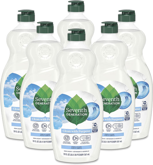Seventh Generation Dish Liquid Soap Free & Clear liquid soap Pack of 6 Dishwashing Soap Dish Soap