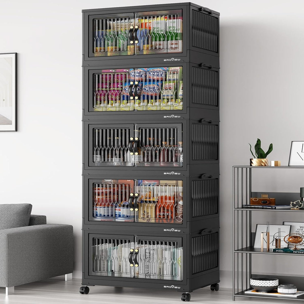 BROVIEW 400Qt Stackable Storage Bins with Lid, Extra Large Closet Organizer Collapsible Drawer