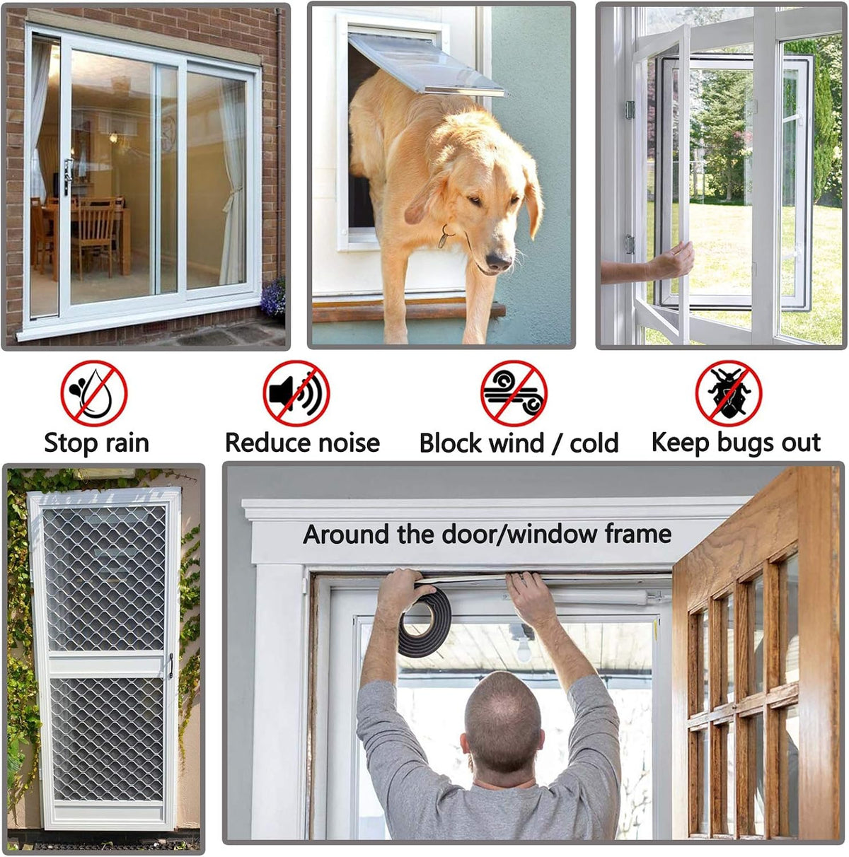 Door Sealer Weather Stripping for Sliding Window Frame Seal Strip, Pile Brush Self Adhesive