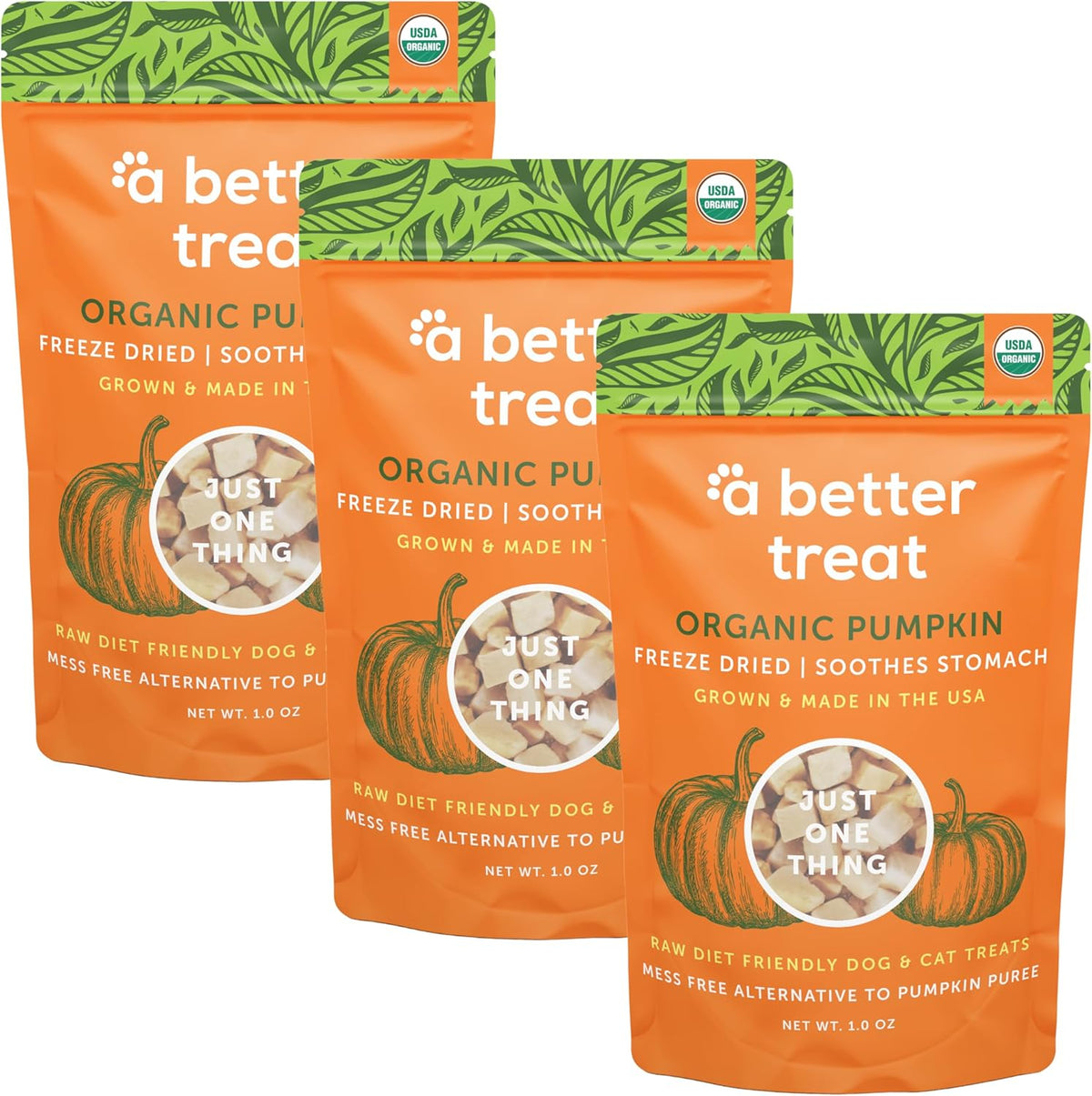 A Better Treat – Freeze Dried Organic Pumpkin Dog and Cat Treats, Organic, Single Ingredient |