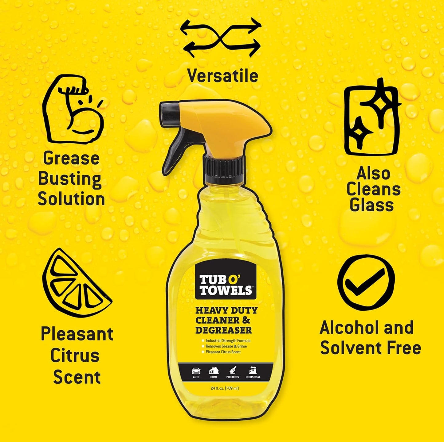 Tub O' Towels Heavy Duty Cleaner and Degreaser Spray Helps in Removing Oil Tar Paint Dirt Caulk