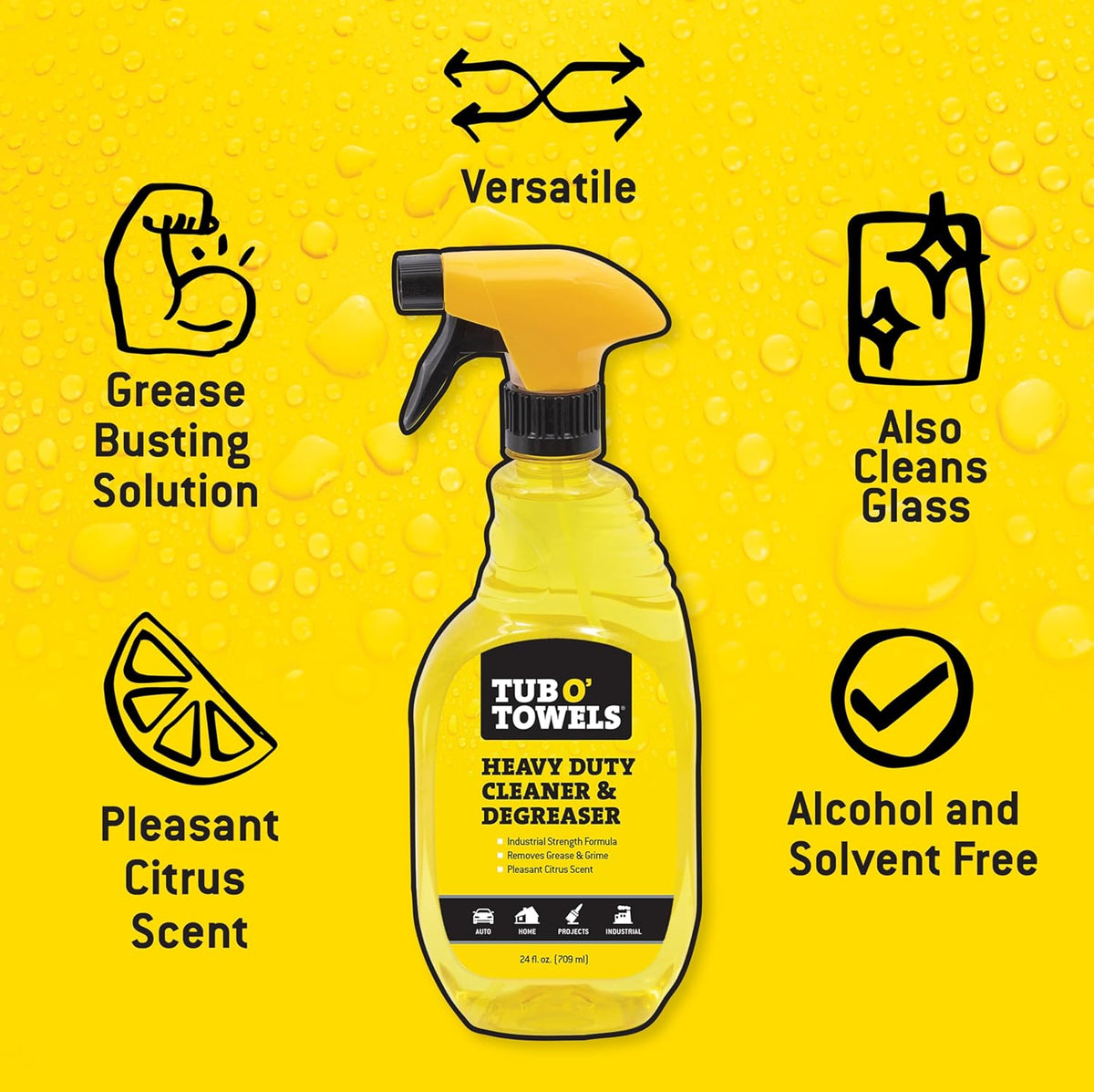 Tub O' Towels Heavy Duty Cleaner and Degreaser Spray Helps in Removing Oil Tar Paint Dirt Caulk