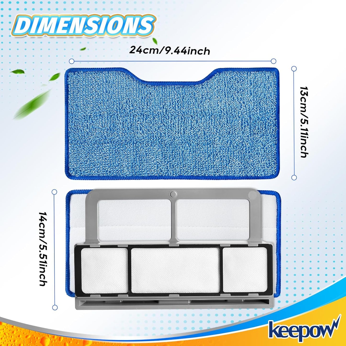 KEEPOW Reusable Mop Replacement Pads Compatible with Shark Vac Mop VM252 VM200 VC205 VM250 VM190