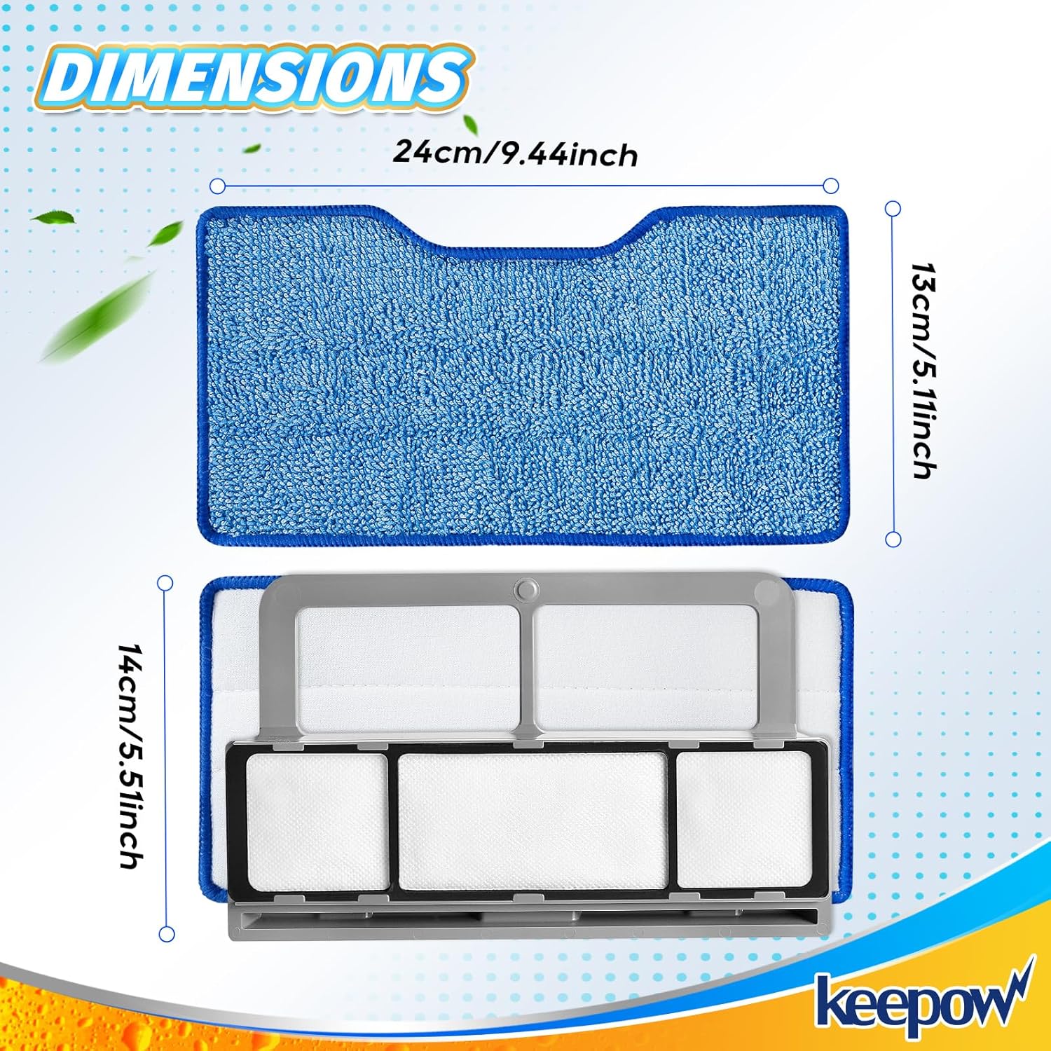 KEEPOW Reusable Mop Replacement Pads Compatible with Shark Vac Mop VM252 VM200 VC205 VM250 VM190
