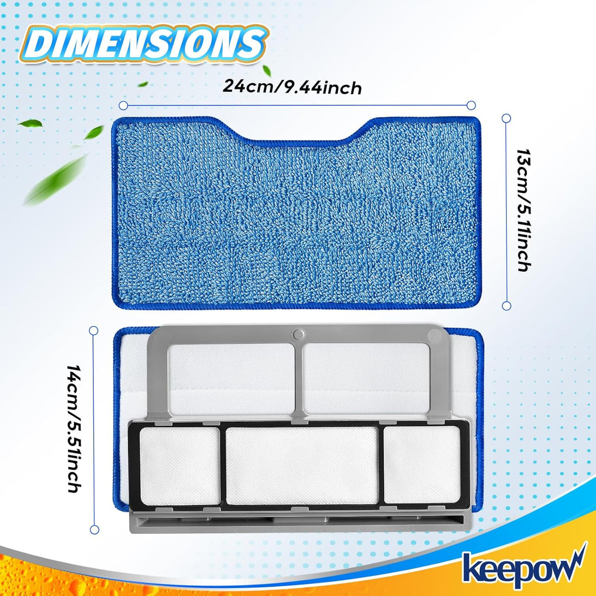 KEEPOW Reusable Mop Replacement Pads Compatible with Shark Vac Mop VM252 VM200 VC205 VM250 VM190