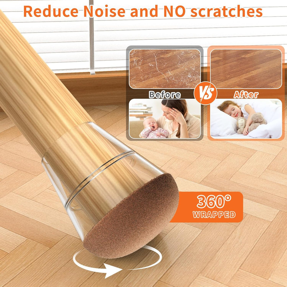 Chair Leg Floor Protectors Small 24Pcs,Silicone Chair Leg Protectors for Hardwood