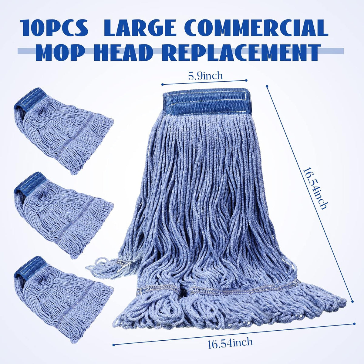 Gejoy 10 Pack 24oz Mop Head Replacement Commercial Cleaning Mop Head Wet String Heavy Duty Cotton