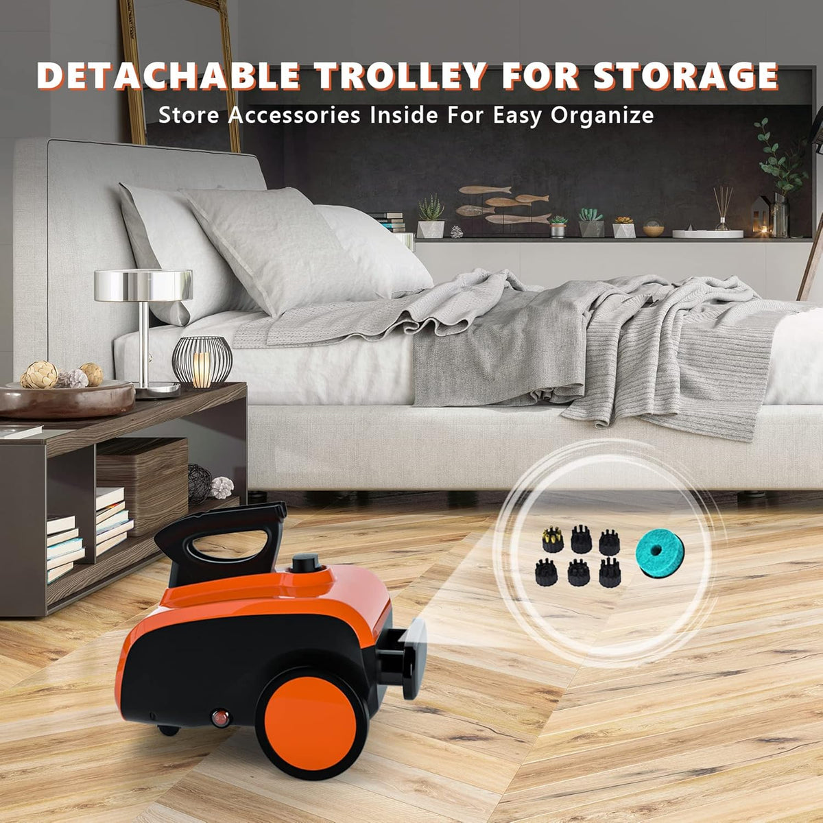 ARLIME Multi-Purpose Steam Cleaner with 19 Accessories, Household Rolling Steamer Cleaning Mop for
