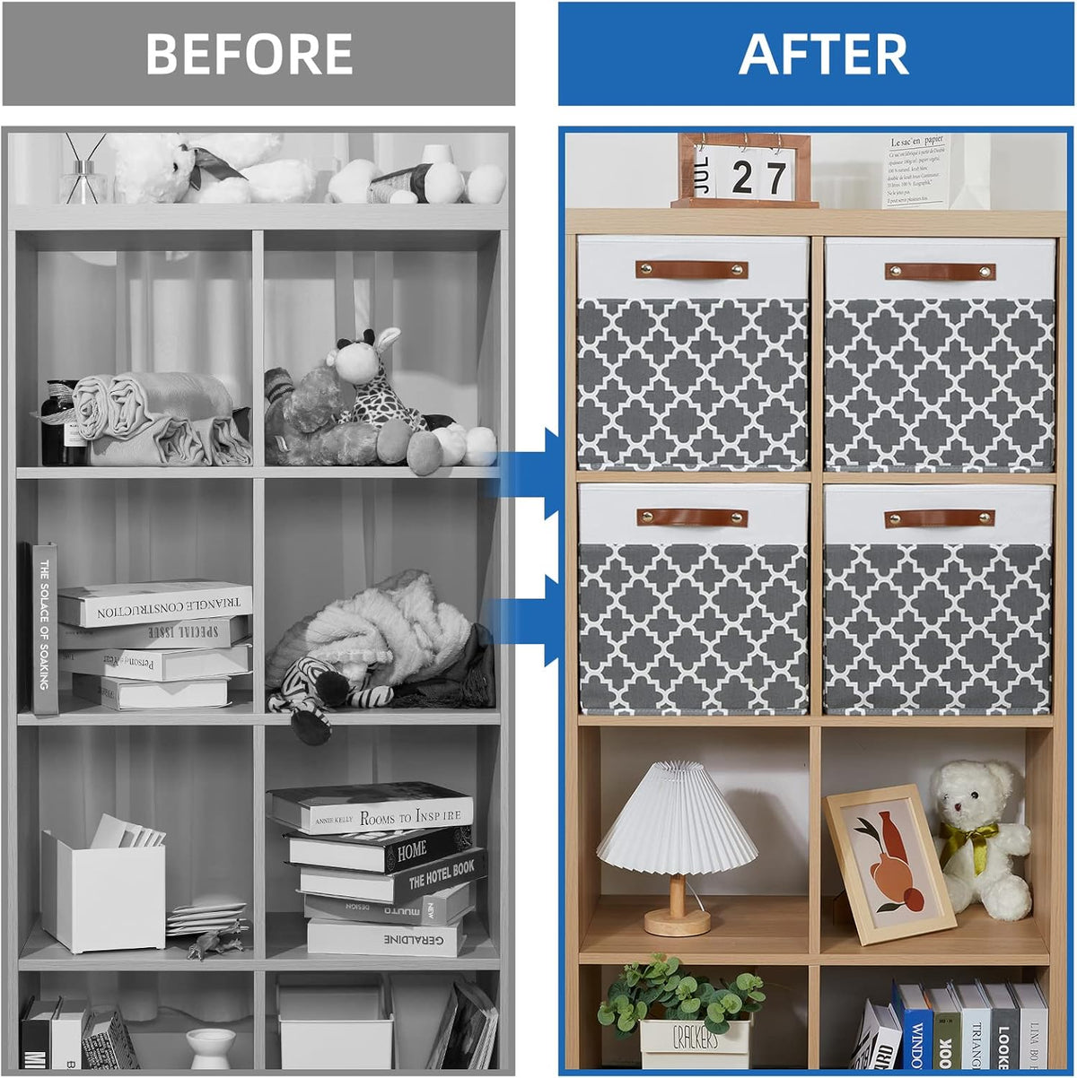 Temary Cube Storage Bins 13x13 Cubes Storage Bins for Shelf, 4 Pack Cube Storage Bins for