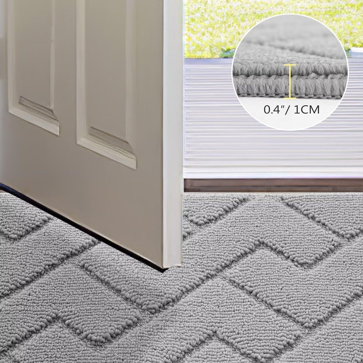 hicorfe Front Door Mat Outside Entrance,32"x40" Absorbent Muddy Dirt Resist Welcome Door Mats