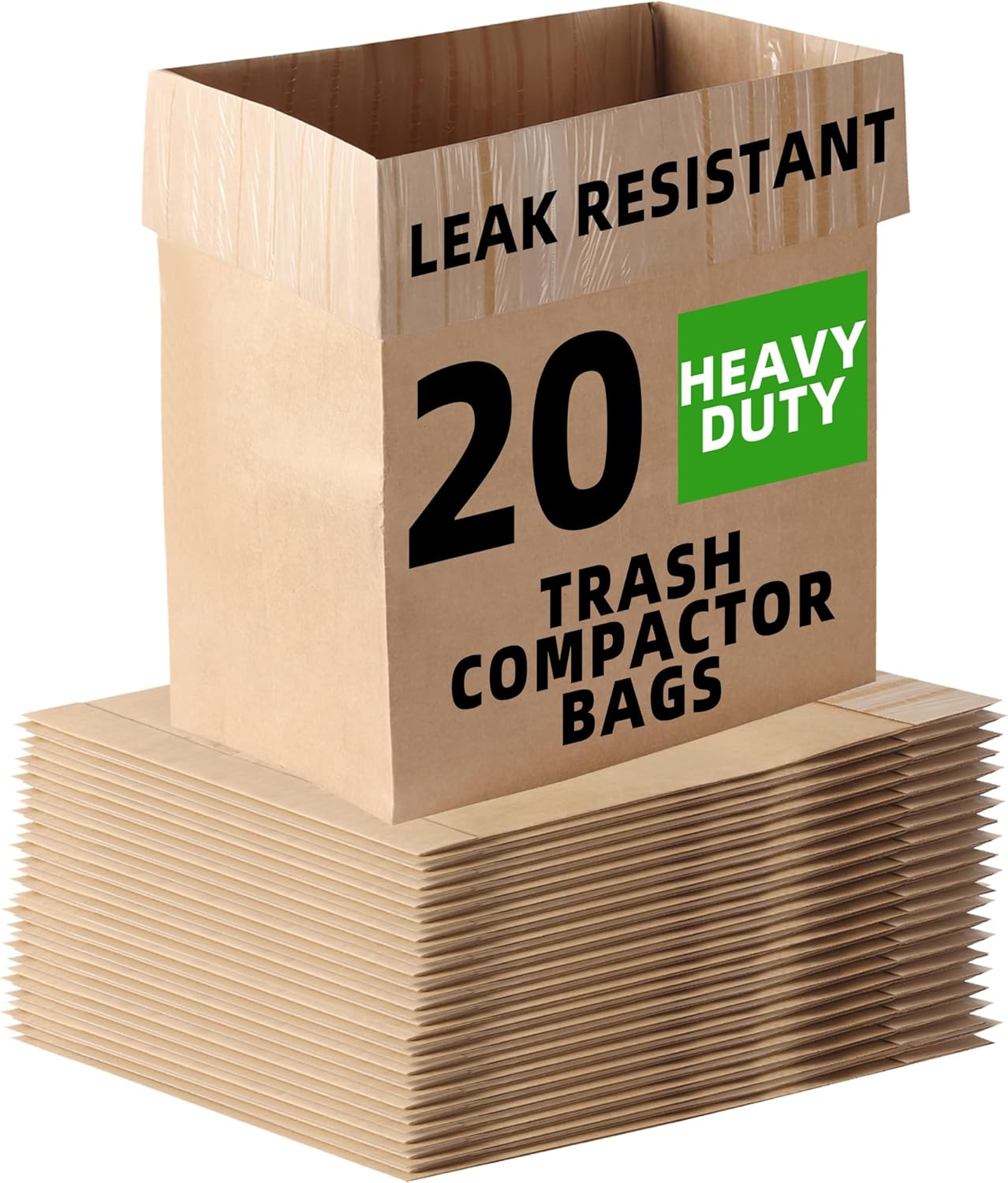 (20-Pack) Calvana Super Strong Compactor Bags, Heavy-Duty Kitchen Paper Trash Bags with Leak Proof