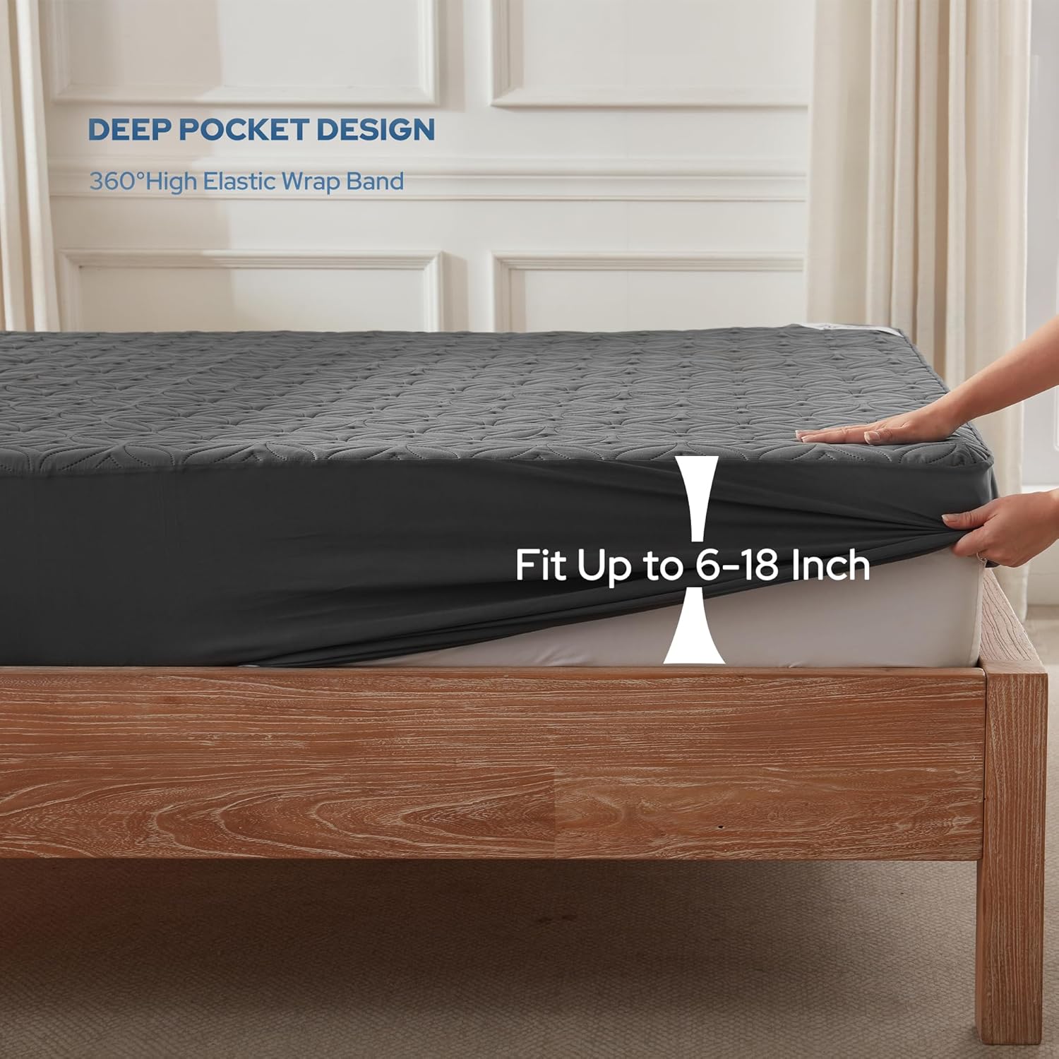 BEDLORE Waterproof Mattress Protector, Queen Size Mattress Pad Noiseless with Deep Pocket 6"-18"