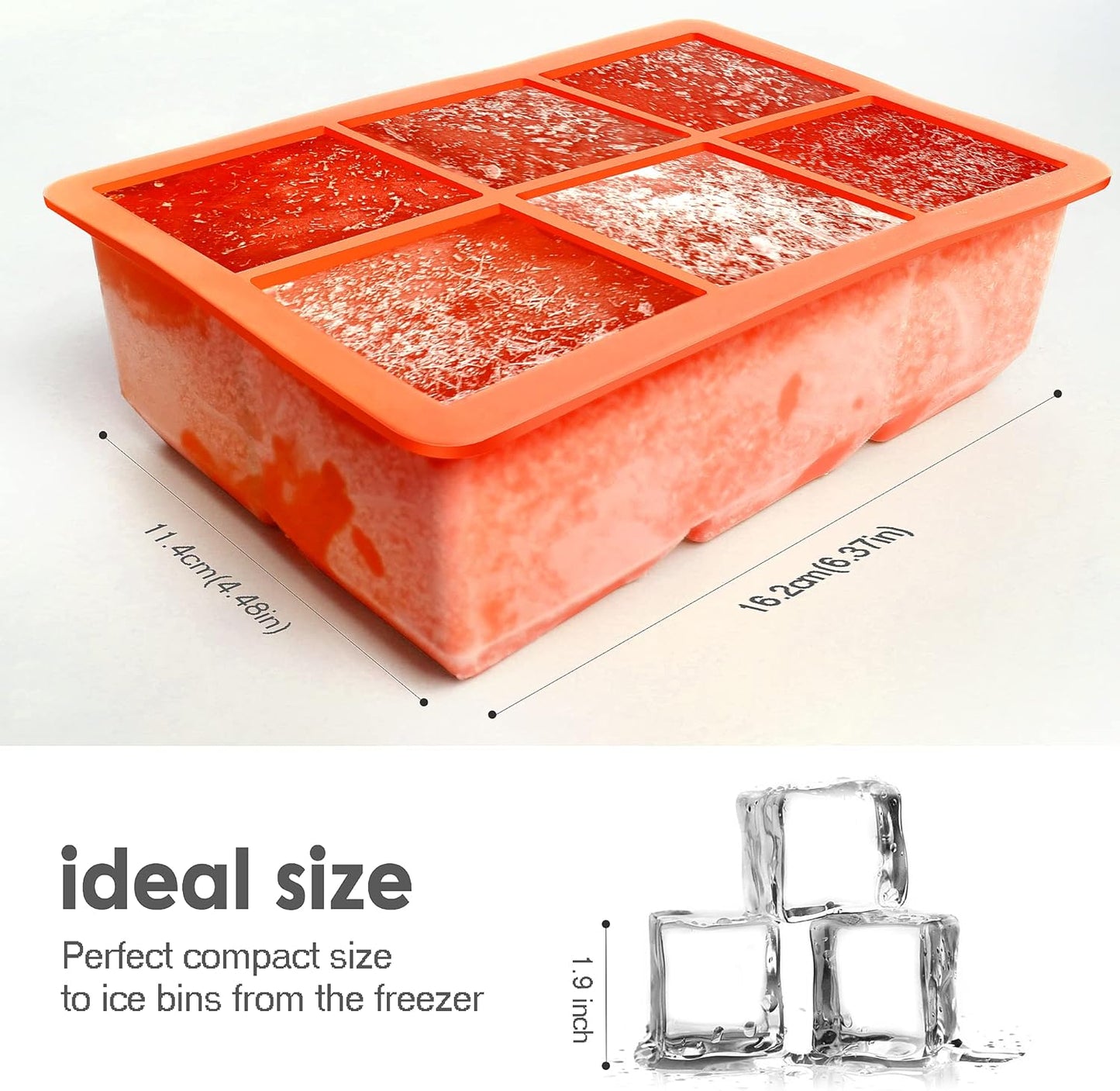 Silicone Ice Cube Trays 3 Pack - Large Size Silicone Ice Cube Molds with Leak Proof Removable Lid