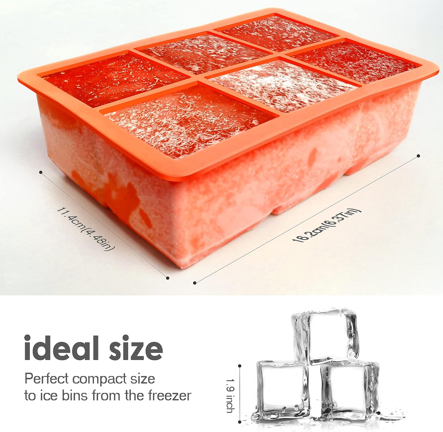 Silicone Ice Cube Trays 3 Pack - Large Size Silicone Ice Cube Molds with Leak Proof Removable Lid