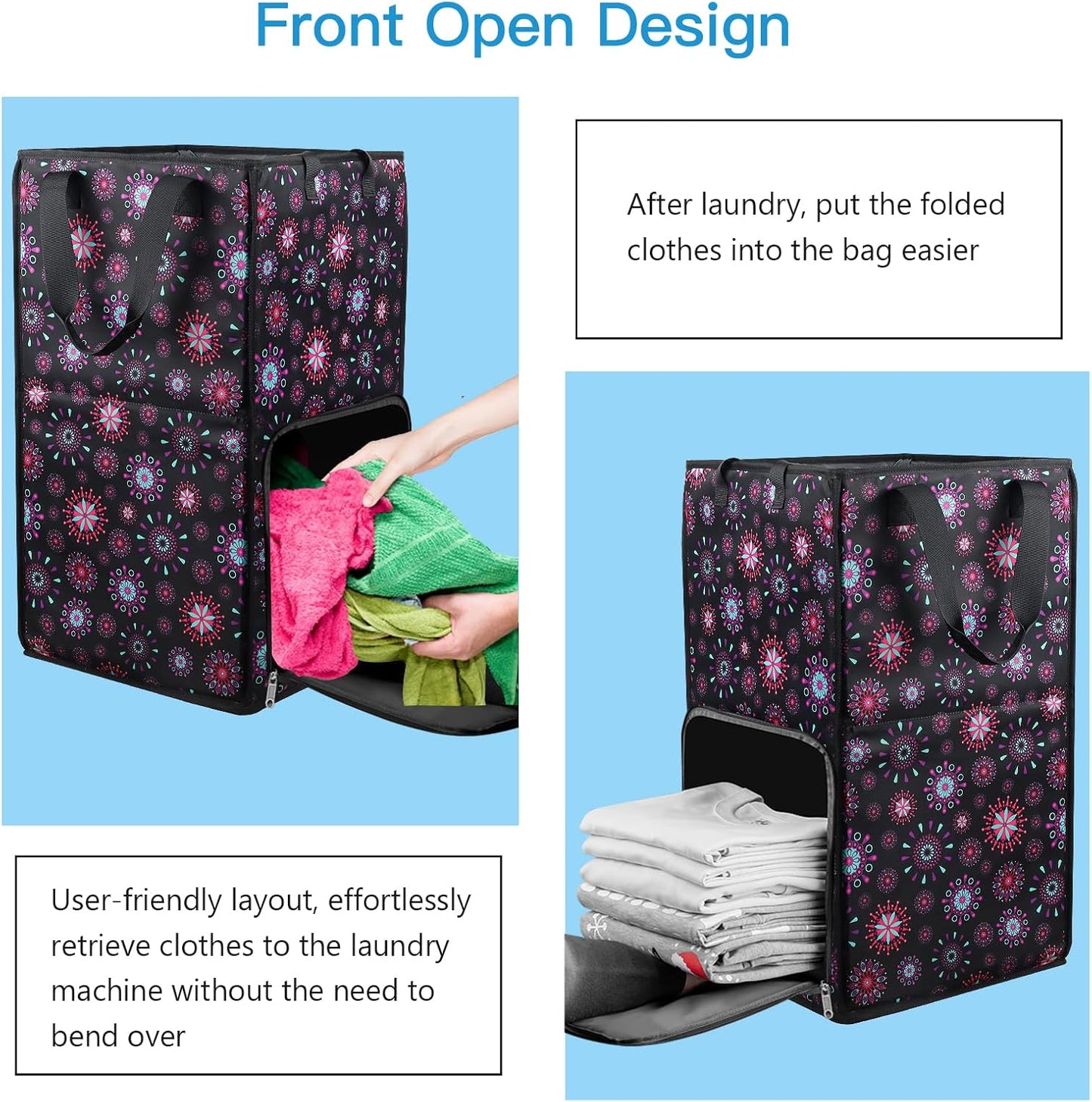Bukere Laundry Backpack Bag for Women Girls, Extra Large Laundry Basket Hamper for College Dorm
