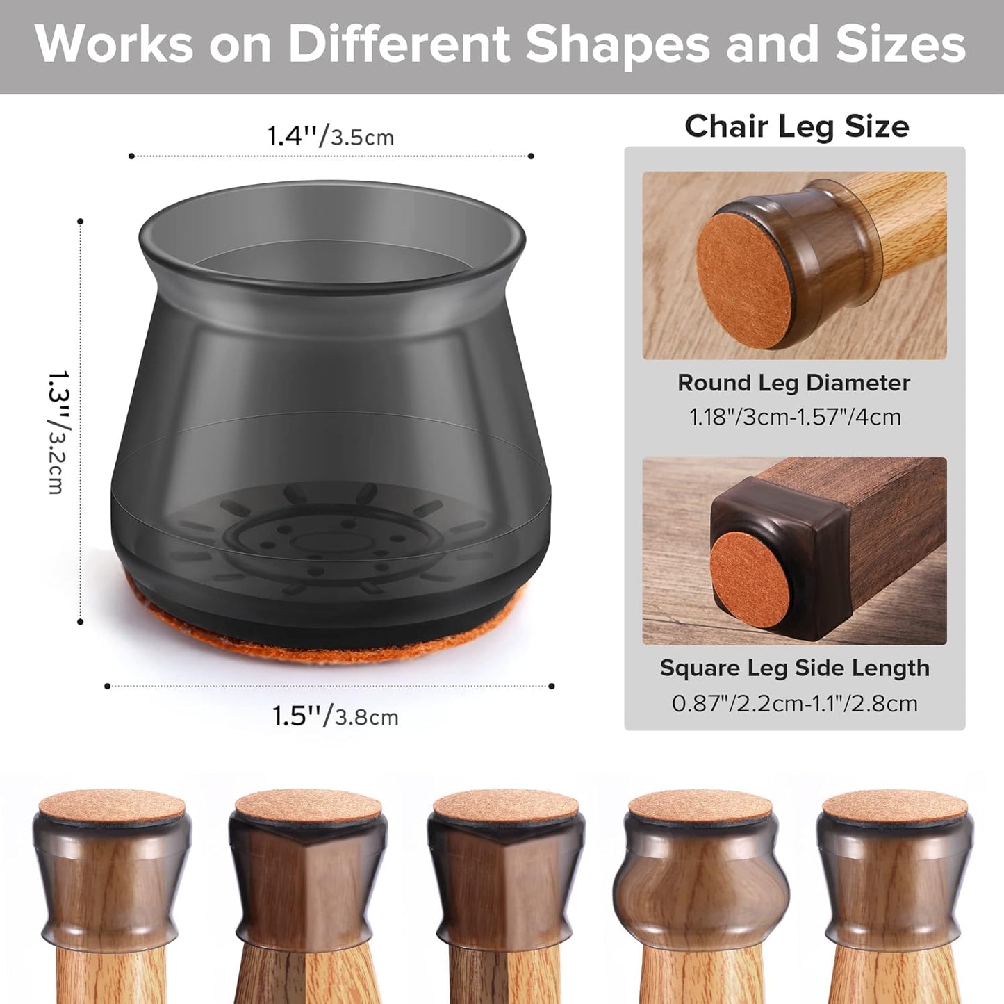 24PCS Upgraded Silicone Chair Leg Floor Protectors for Hardwood Floors, Furniture Sliders for Chair