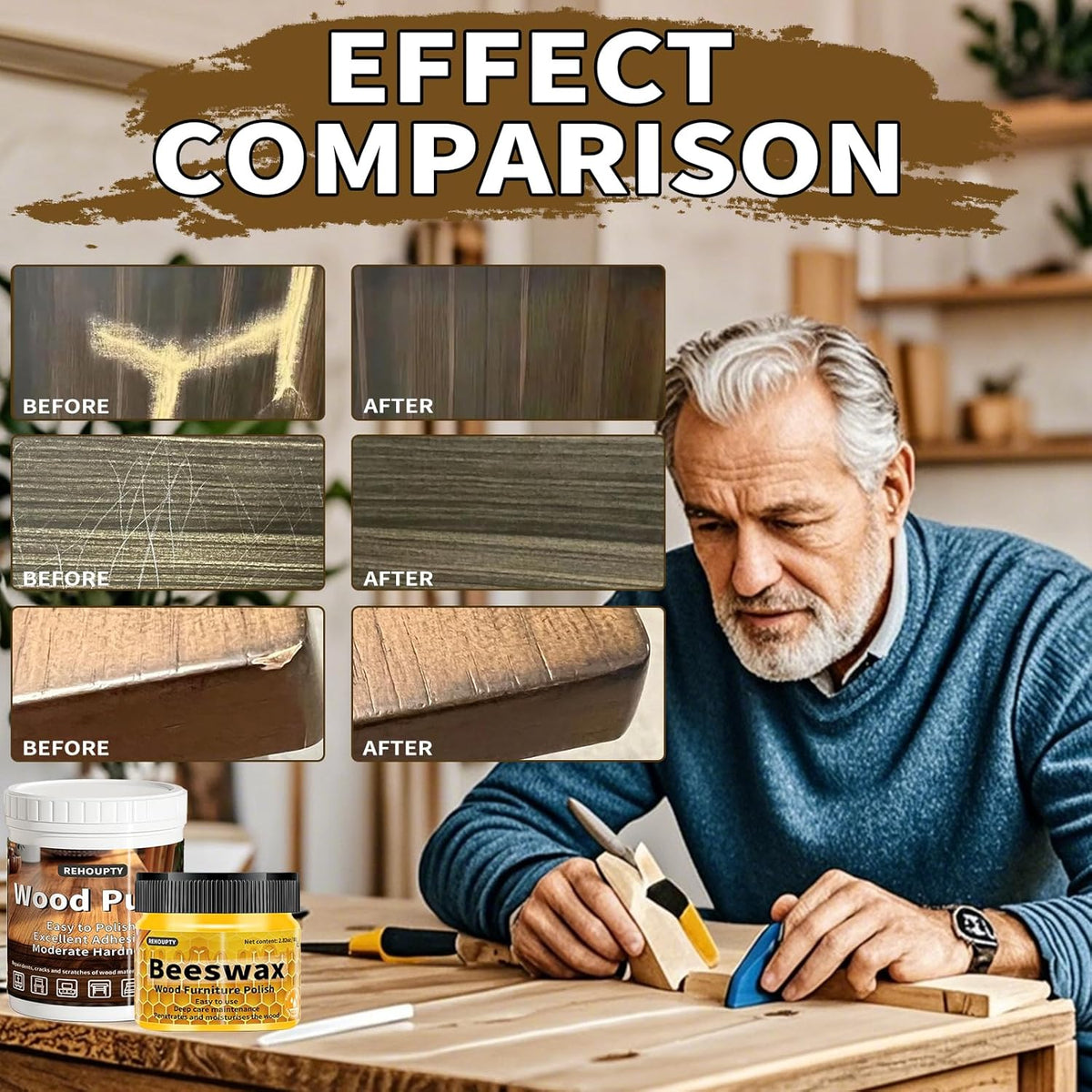 Wood Furniture Repair Kit, All-in-One Large Capacity Floor Repair Kit Include Wood Putty & 12