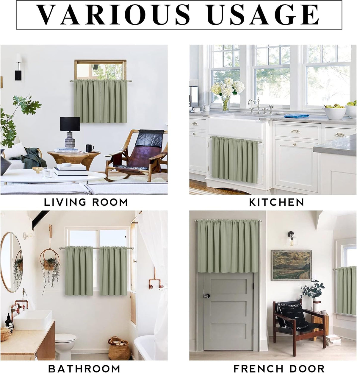 RYB HOME Small Curtains Blackout - Privacy Insulating Farmhouse Mini Curtains for Kids Bedroom RV