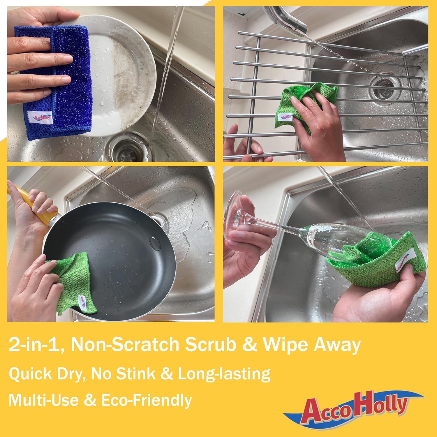 12 Pack Microfiber Scrub Dish Cleaning Cloth, Non-Scratch, Reusable & Durable for Pan Pot Dish