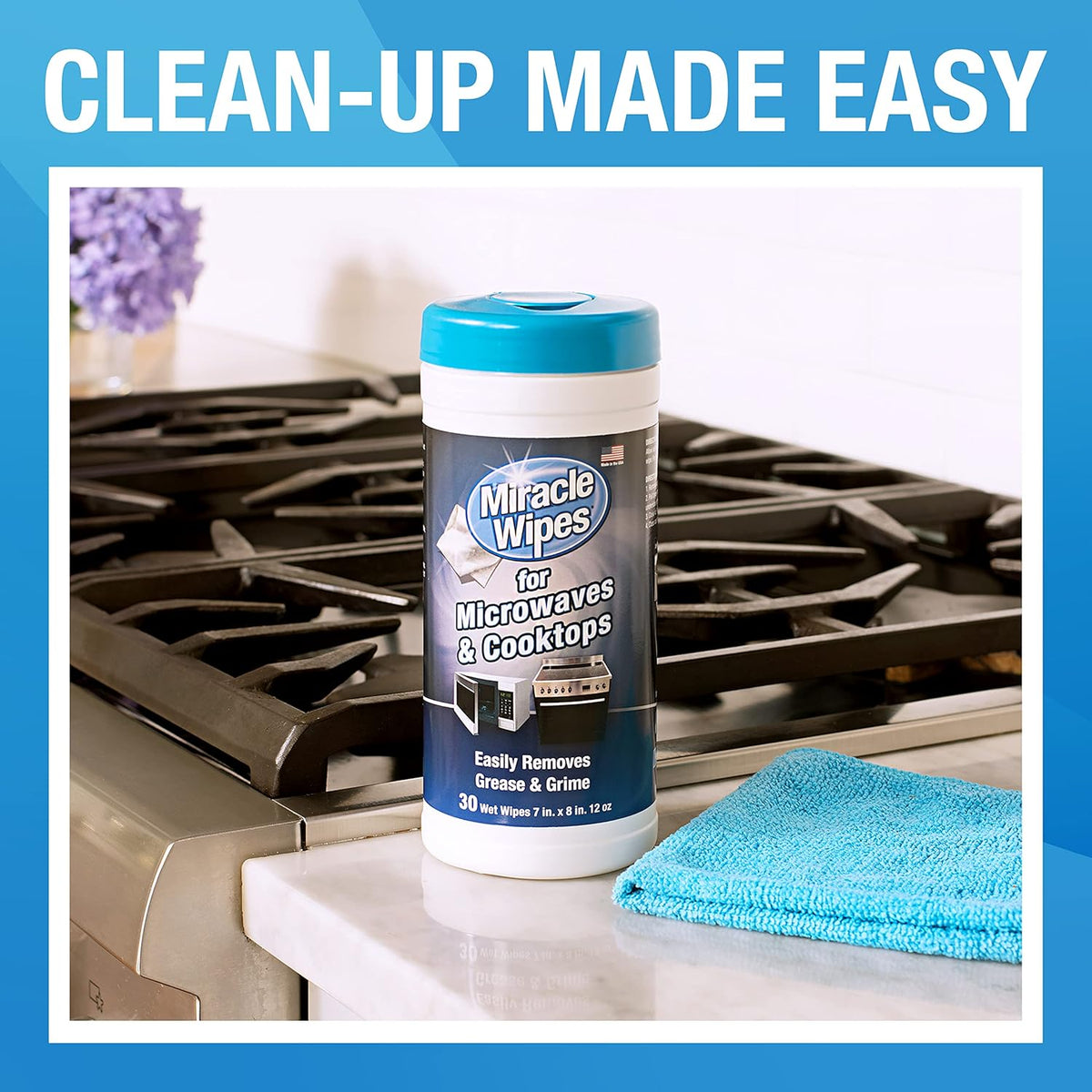 MiracleWipes for Microwaves and Cooktops, Easily Removes Food and Grime Buildup, Safe and