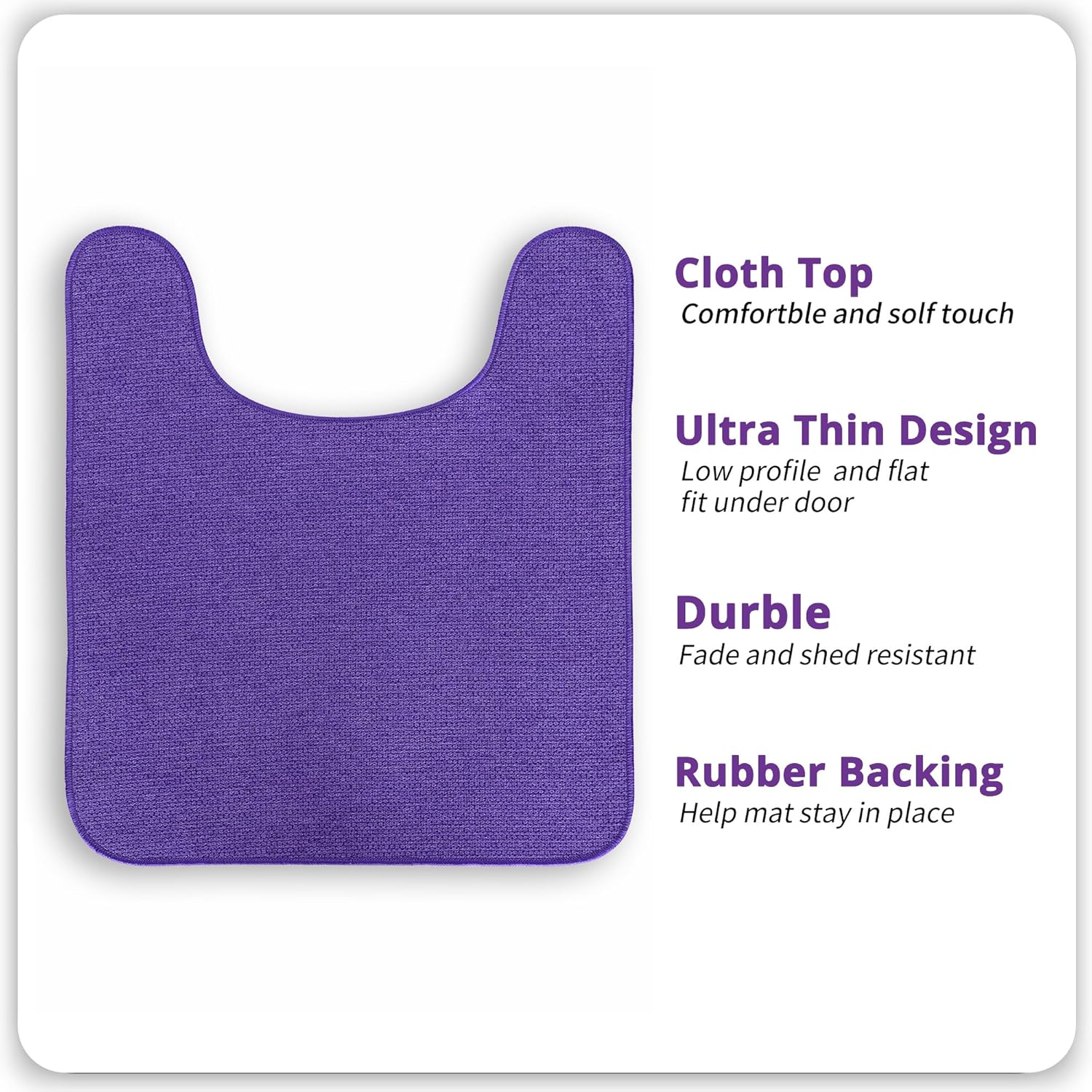 Toilet Rugs U Shaped Bathroom Rug,Machine Washable Non Slip Quick Dry Super Absorbent Ultra Thin