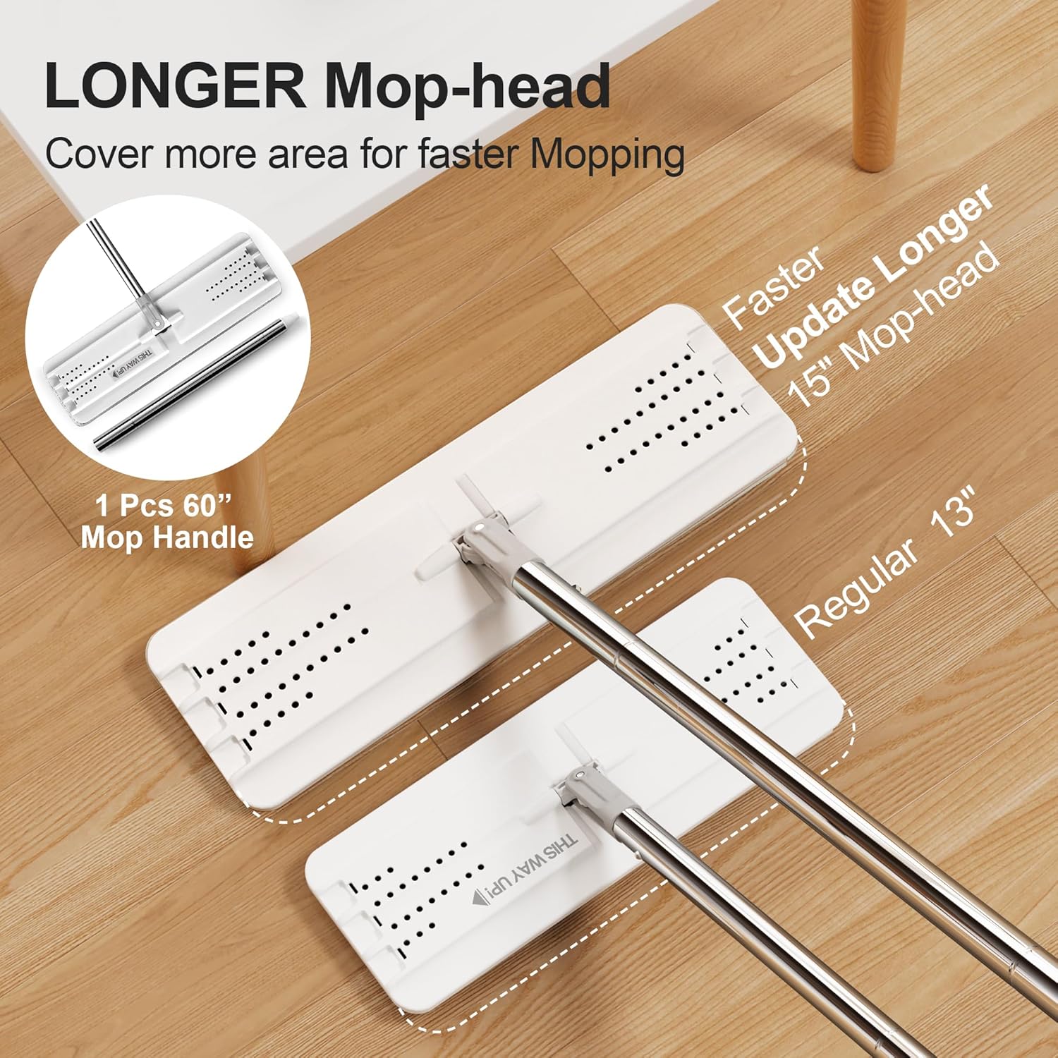 JOYMOOP Mop and Bucket with Wringer Set, Flat Squeeze Mop with Bucket (X-Large), Dust Mop for Wall