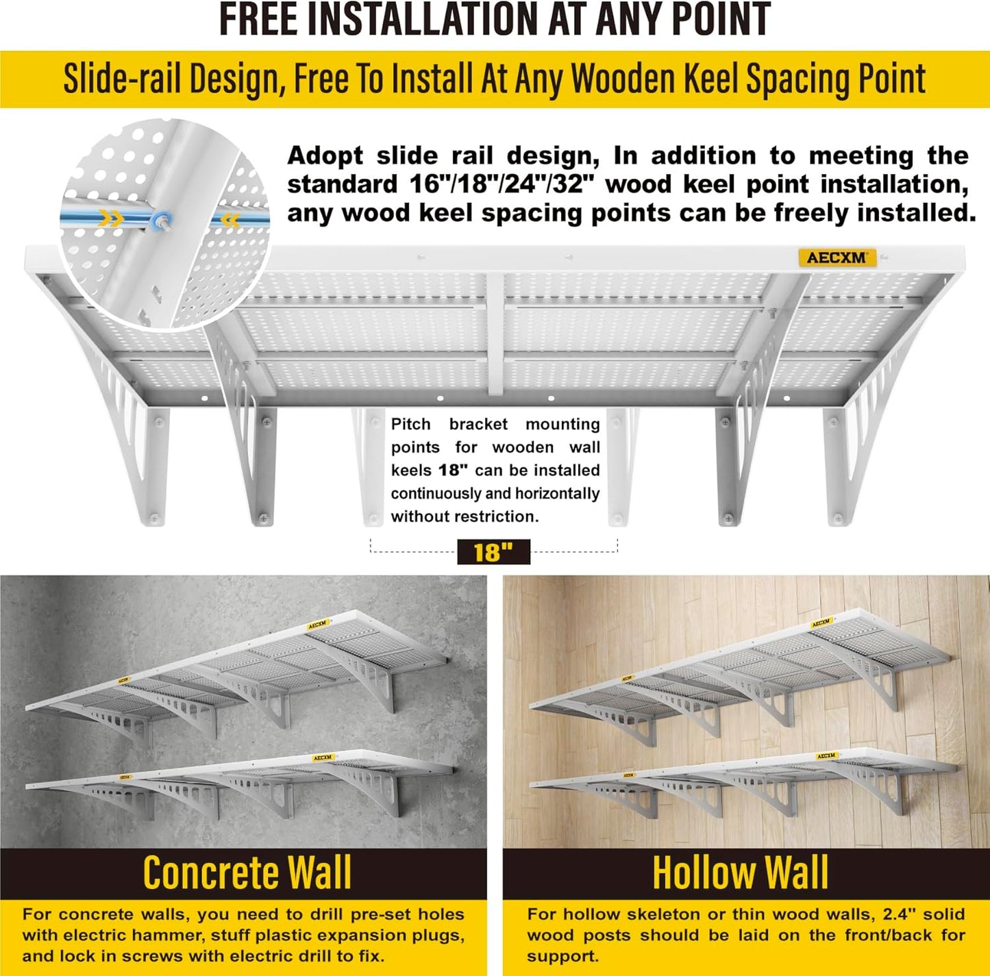 4-pack 2x3ft Adjustable Garage Wall Shelving 1120lbs Load Capacity Heavy Duty Wall Mounted Storage