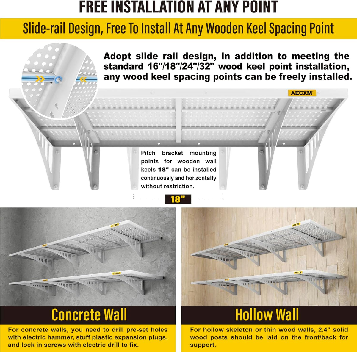 4-pack 2x3ft Adjustable Garage Wall Shelving 1120lbs Load Capacity Heavy Duty Wall Mounted Storage