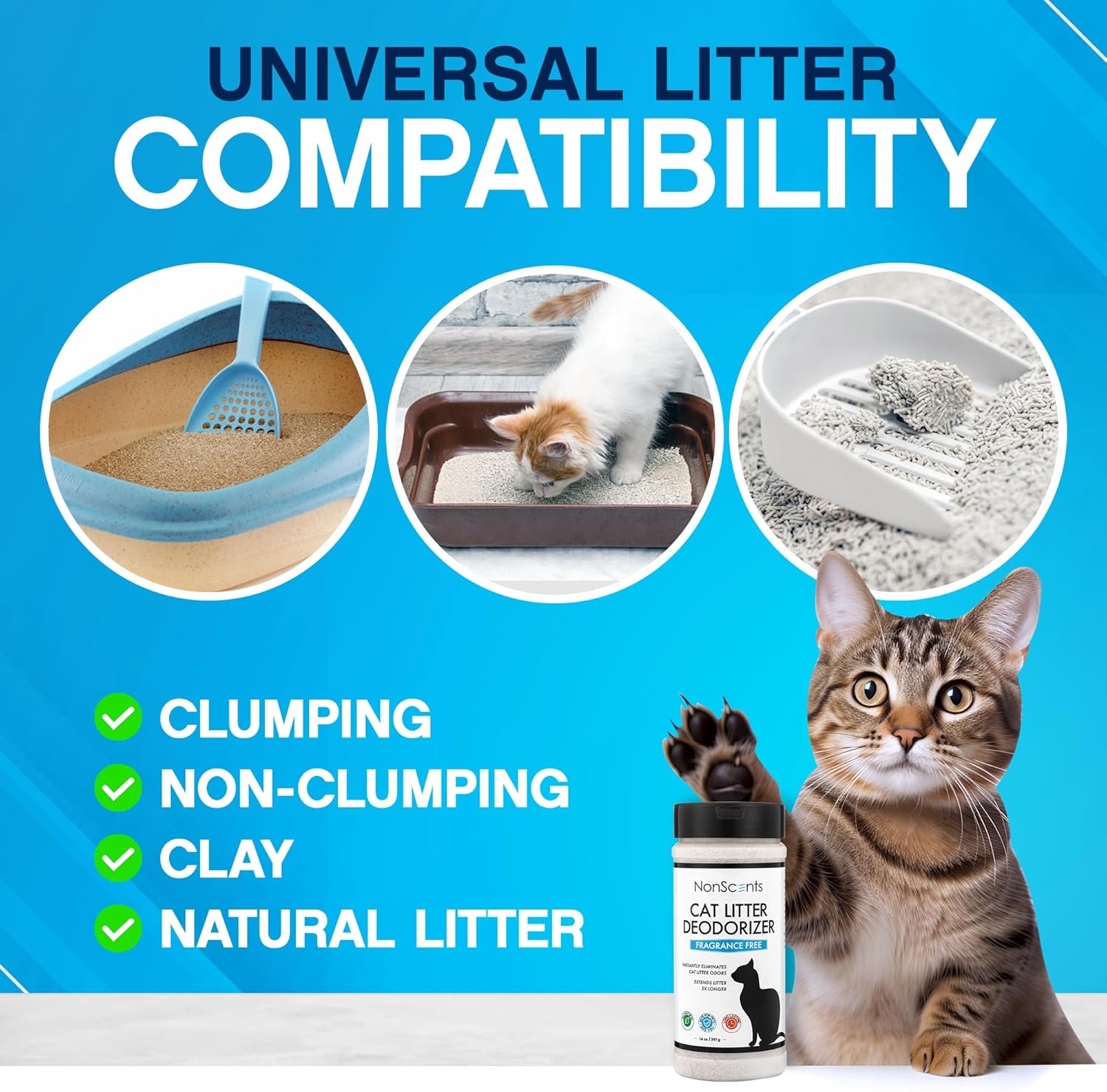 NonScents Cat Box Deodorizer - Odor Eliminator - Reduces Scooping, Extends Litter Lifespan