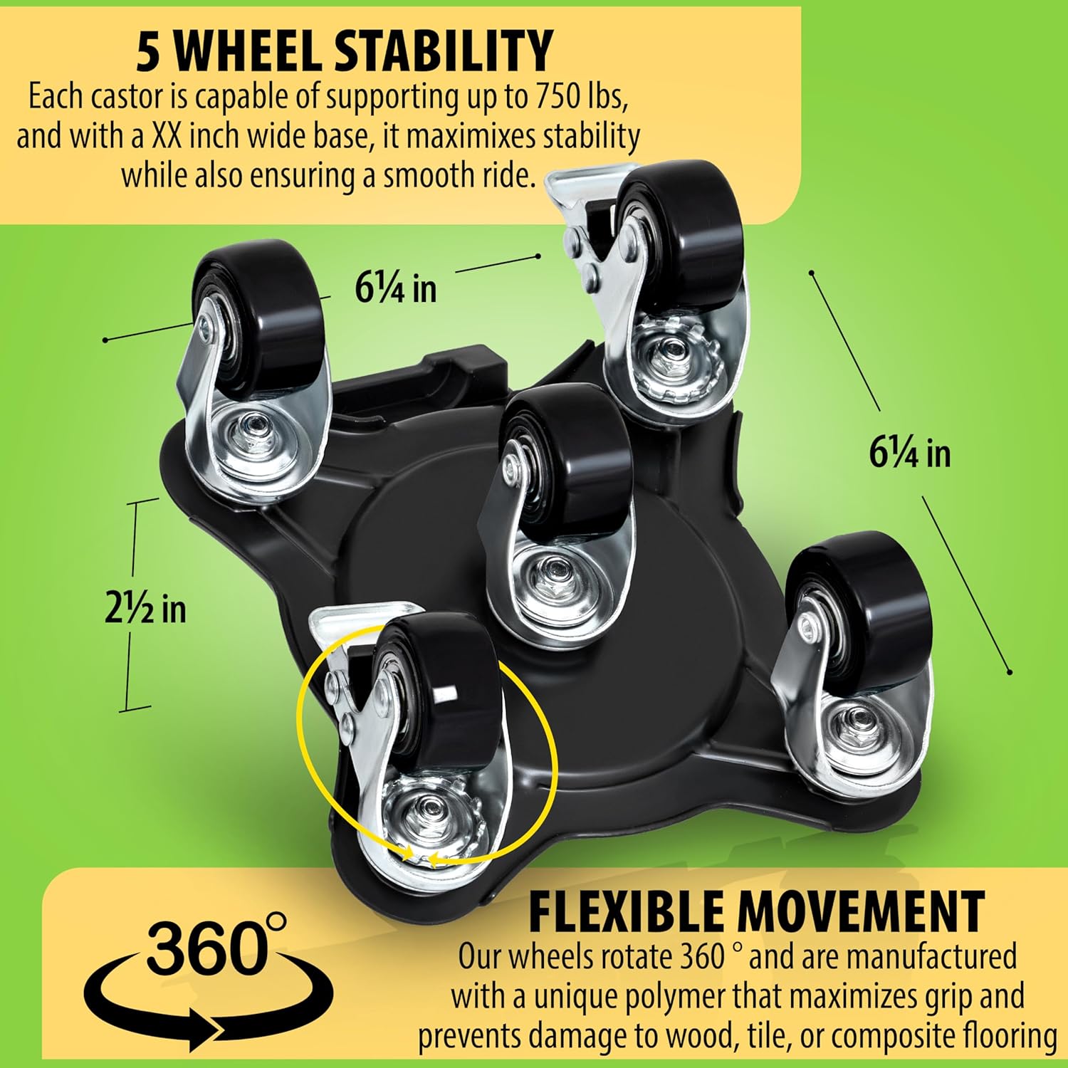 Furniture Movers with Wheels - Set of 4 Heavy Duty Furniture Lifter Tool with 2000 lbs Load