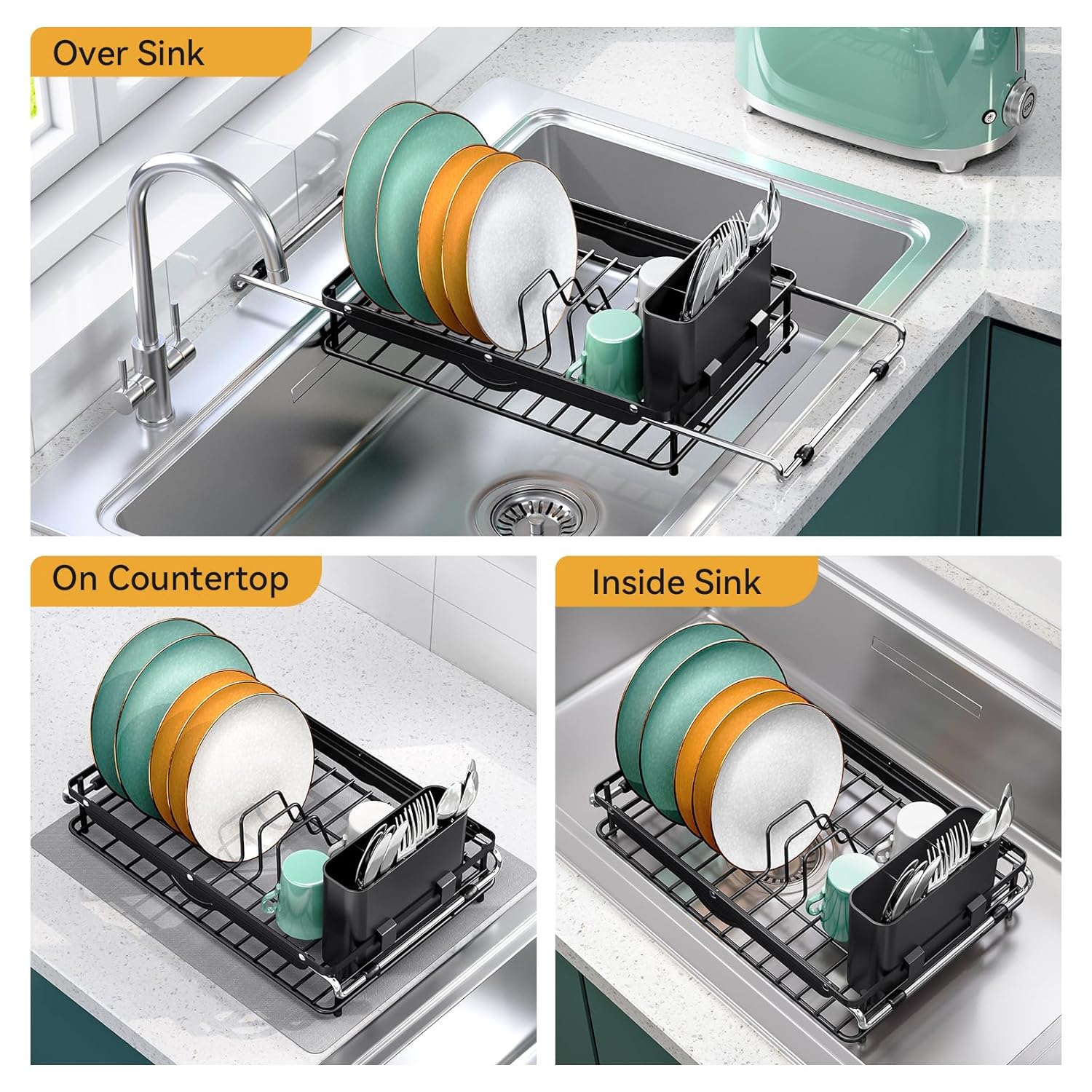 Over the Sink Dish Drying Rack,In Sink Dish Drying Racks,Expandable Dish Rack Over Sink