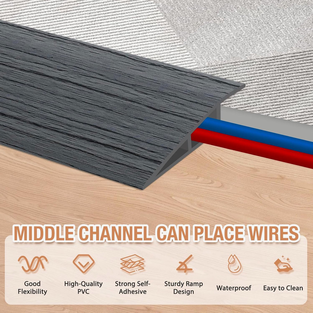 Floor Transition Strip Self Adhesive Vinyl Door Threshold for Doorways Carpet Edging Trim Overlap