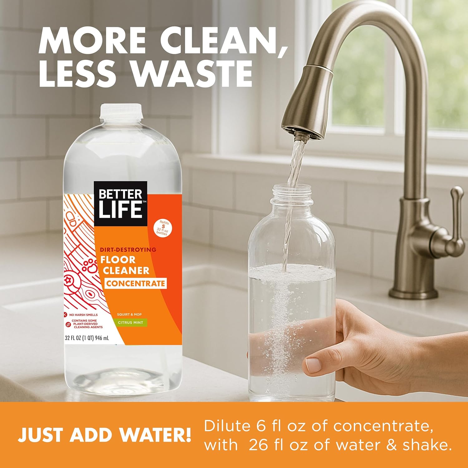 Better Life Floor Cleaner Concentrate- Liquid Multipurpose Cleaner for Wood, Tile, Laminate, Vinyl