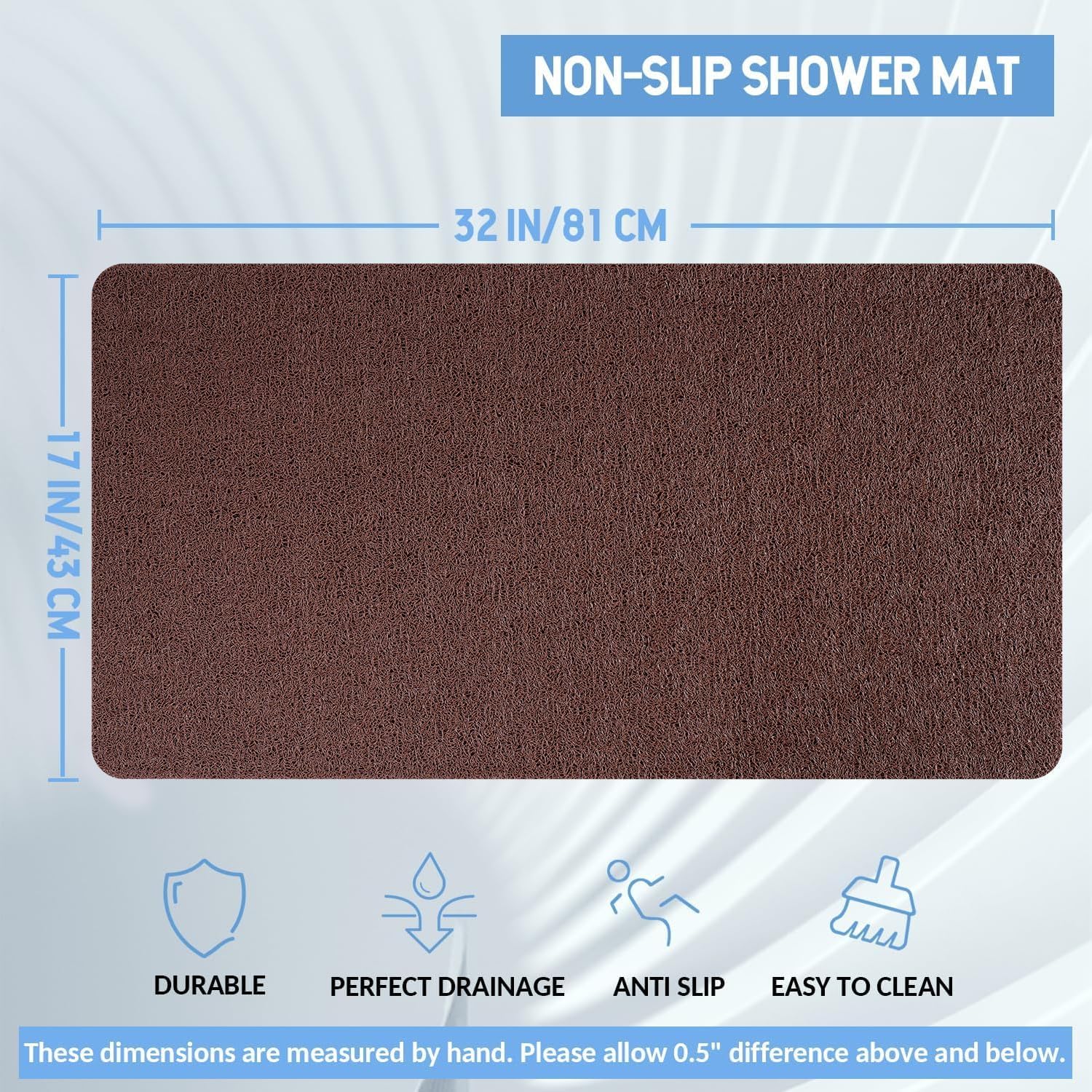 Non-Slip Bathtub Mat, Anti Slip Shower Mat, Fast Drying Bathtub Mats, Foot Scrubber Mat, Anti Slip
