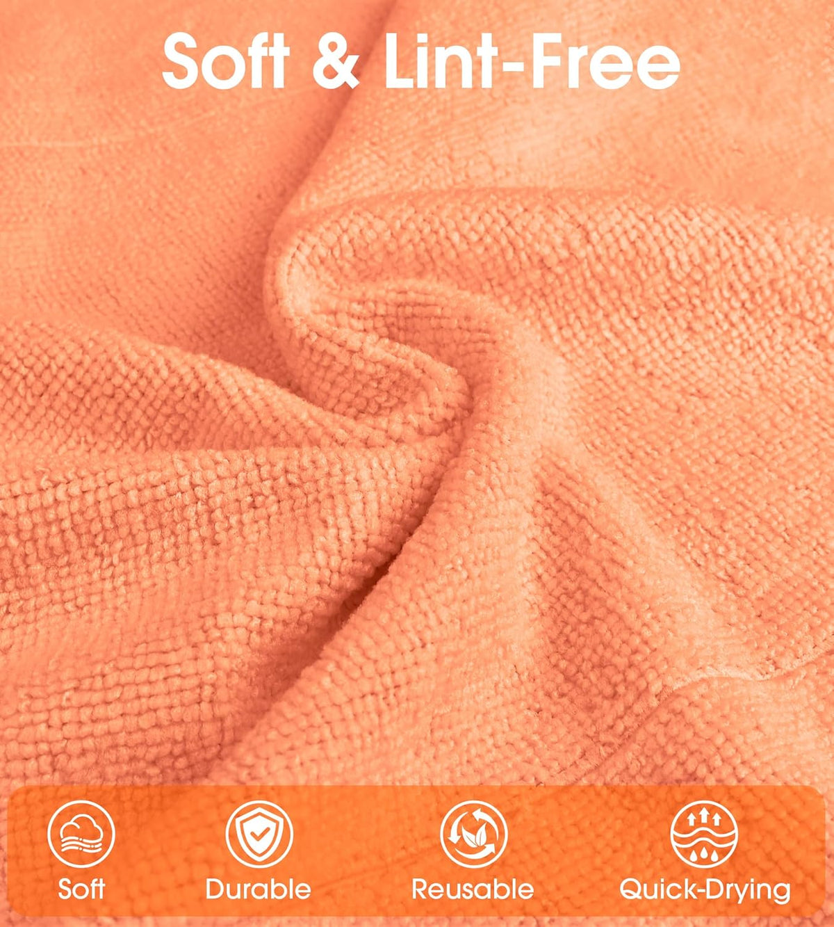 Roll of Microfiber Cleaning Cloth –100 Pack, Tear Away Microfiber Towels, Reusable, Washable
