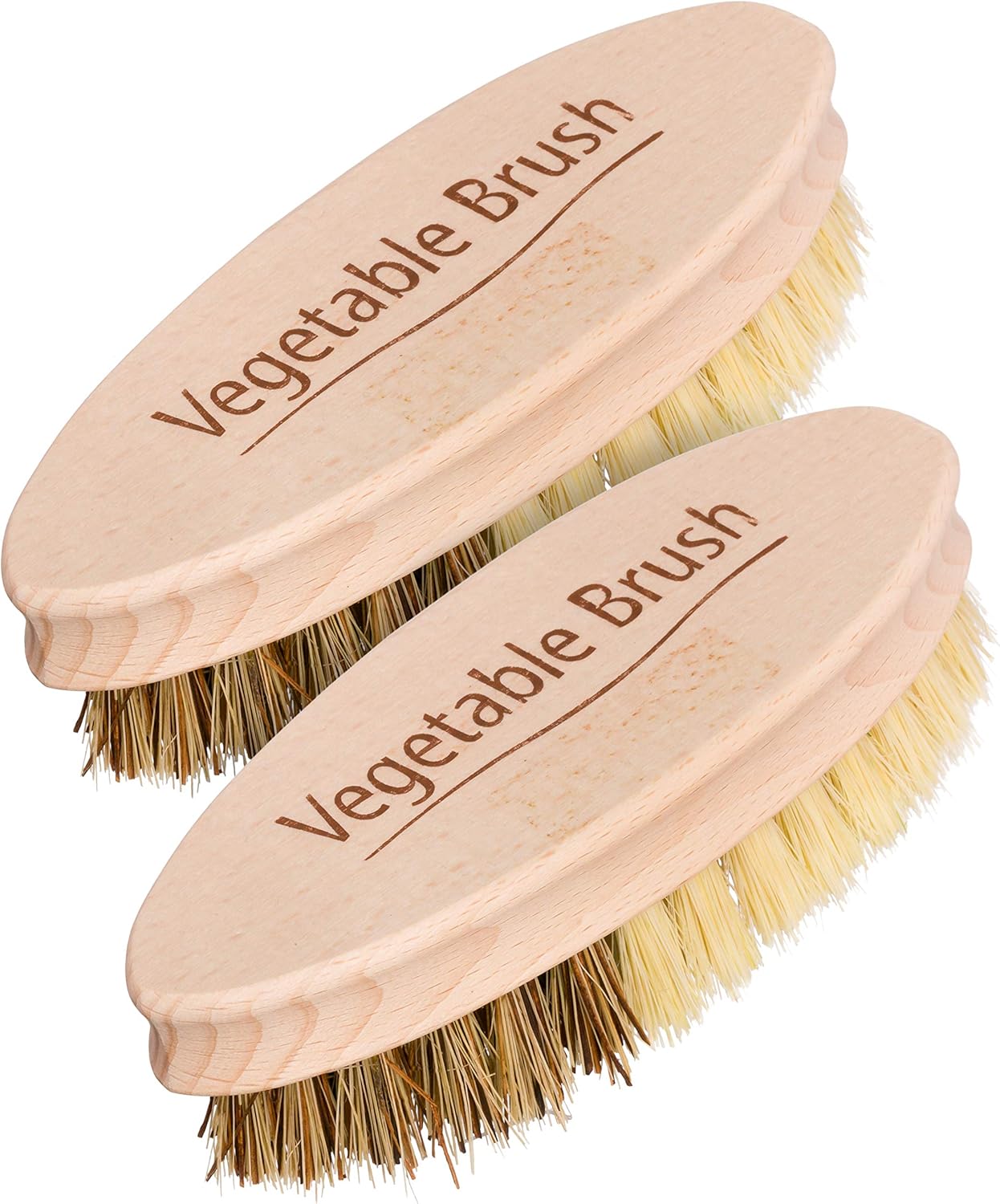 REDECKER Hard and Soft Side Vegetable Brush, Set of 2, Beechwood Handle, 2 Different Bristle