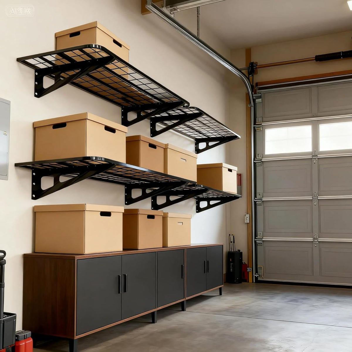 4-Pack 2x4ft Garage Wall Shelving, 4 Shelf Total 16 ft(L) Garage Shelving Wall Mounted, Heavy-Duty