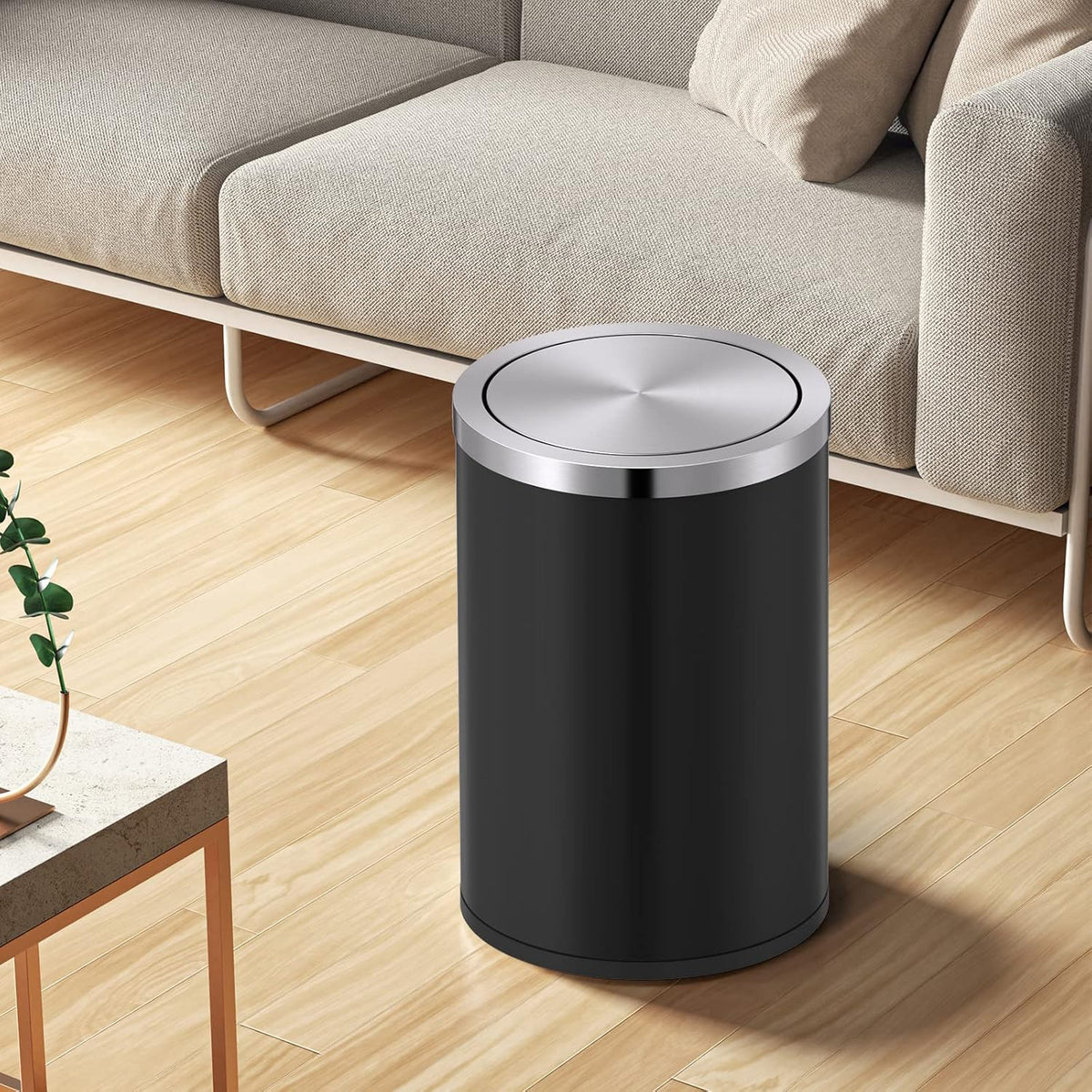 Mbillion Small Trash Can with Swing Lid 2.4 Gallons/9 Liter, Mini Trash Can with lid, Stainless