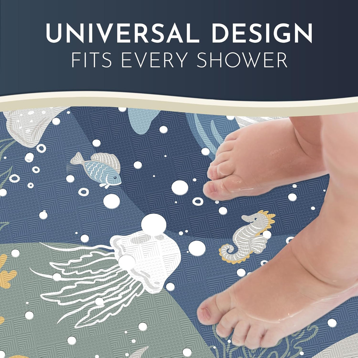 Homerella Anti Slip Shower Mat | Anti Mold Non Slip Bathtub Mat for Inside Shower | Square Floor